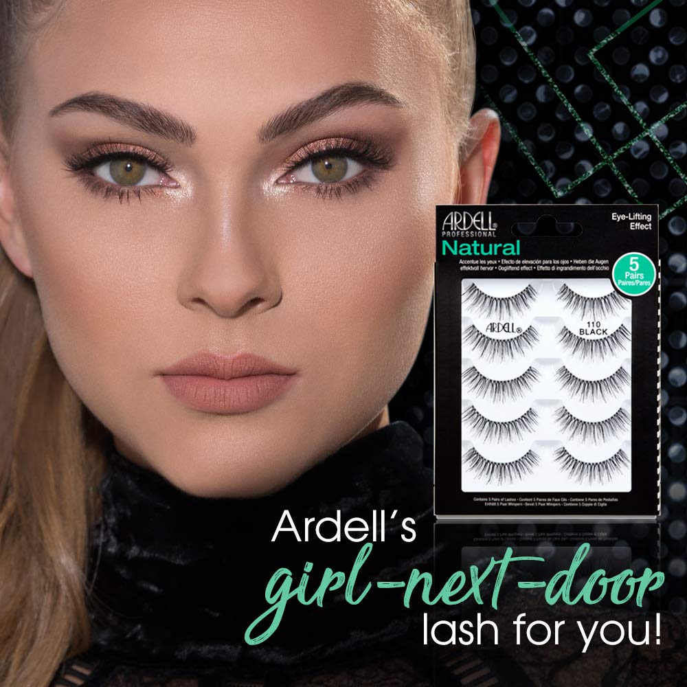 Ardell False Eyelashes 110 Black - Eye-Lifting Effect Eye Makeup, Natural Look Strip Lashes - 5 Pairs, 2 Pack - Image 2