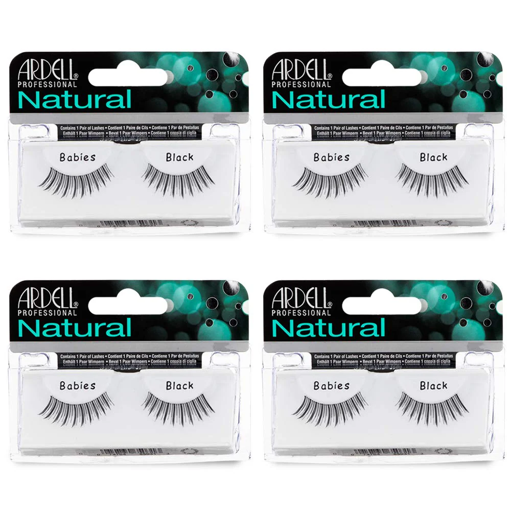 Ardell False Eyelashes, Babies - Lightweight, Natural Look Strip Lashes with Invisiband for Everyday Wear, 4 Pack