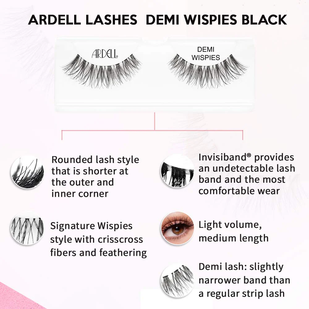 Ardell False Eyelashes Demi Wispies - Black, Seamless Feathered Strip, Natural Look Wispy Lashes for Everyday Wear, 4 Pairs - Image 3