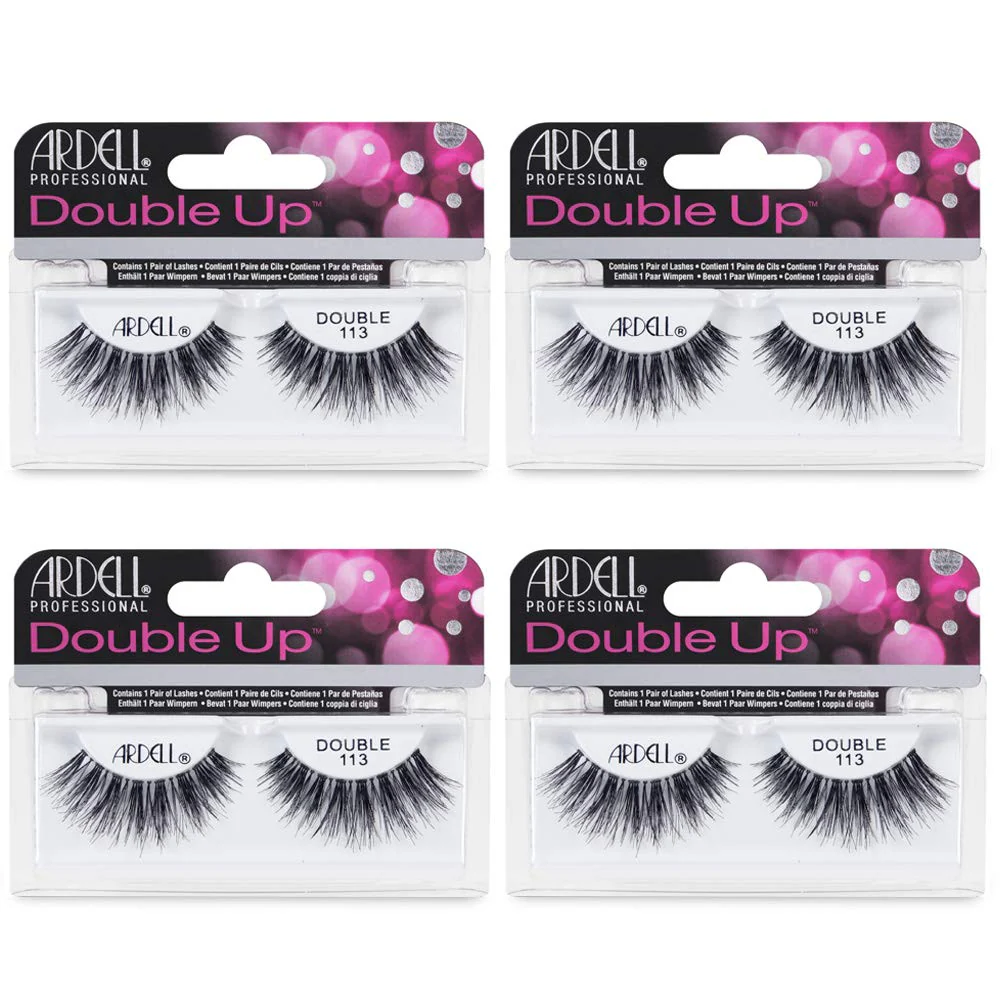 Ardell False Eyelashes Double Up 113 - Reusable Dramatic Volume Lashes, Eye Makeup Beauty Enhancement, 4 Pack