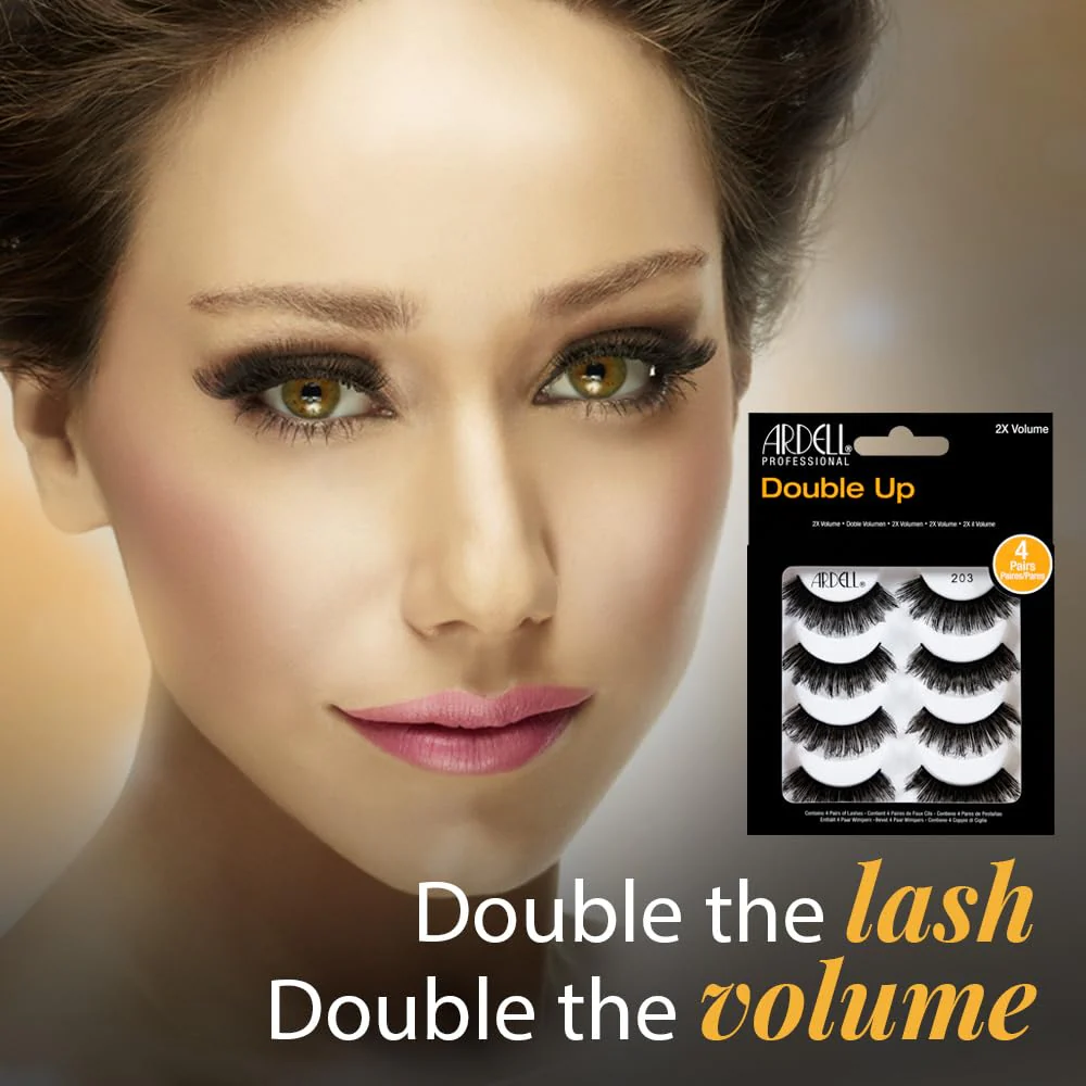 Ardell False Eyelashes Double Up 203 - Dramatic Volume, Long & Full Strip Lashes, Reusable Fake Lashes, 1 Pack - Image 2