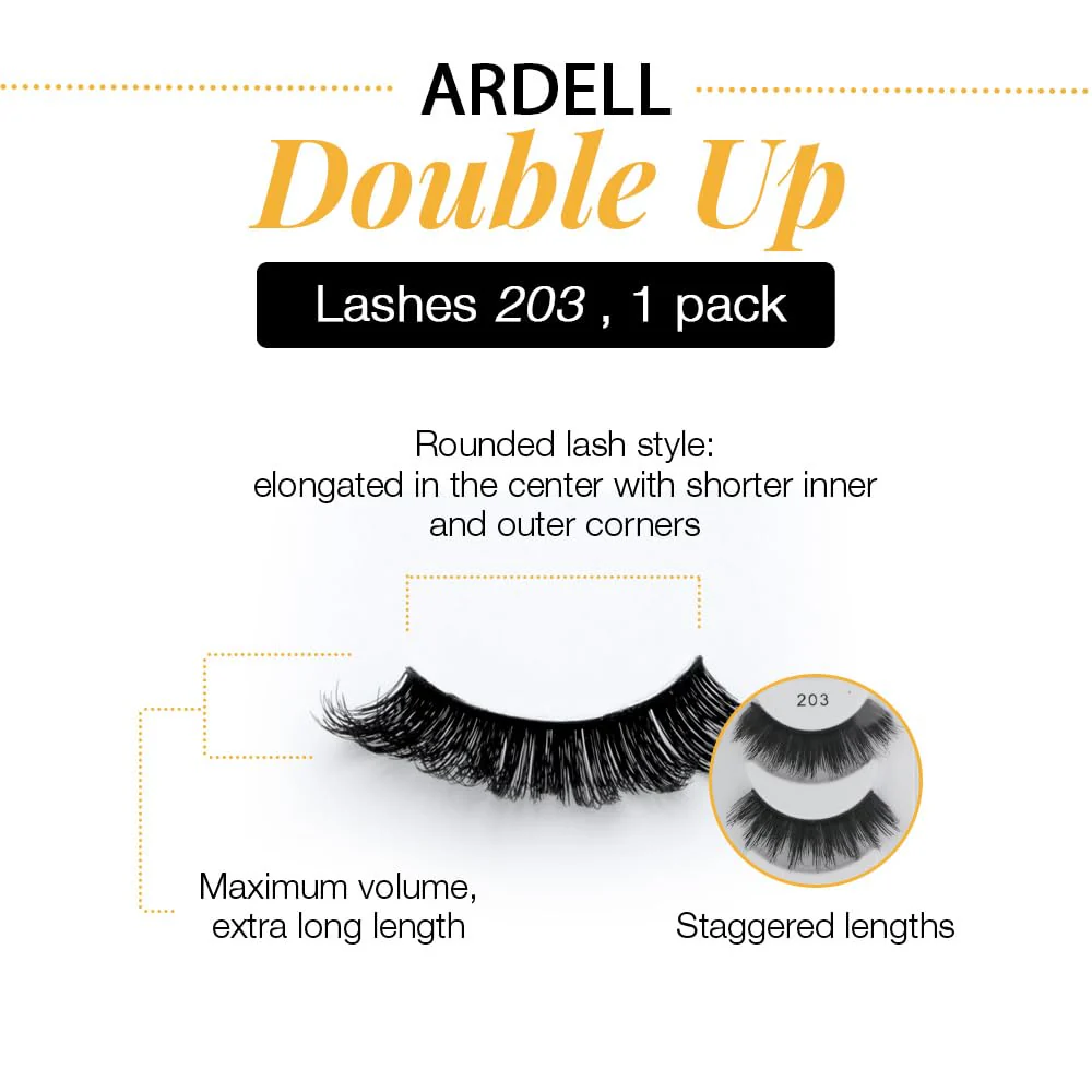 Ardell False Eyelashes Double Up 203 - Dramatic Volume, Long & Full Strip Lashes, Reusable Fake Lashes, 1 Pack - Image 3