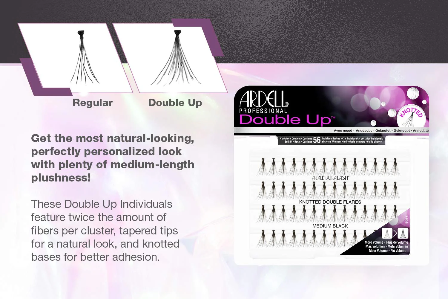 Ardell False Eyelashes Double Up Individuals Knotted Medium Black 4 Pack - Image 3