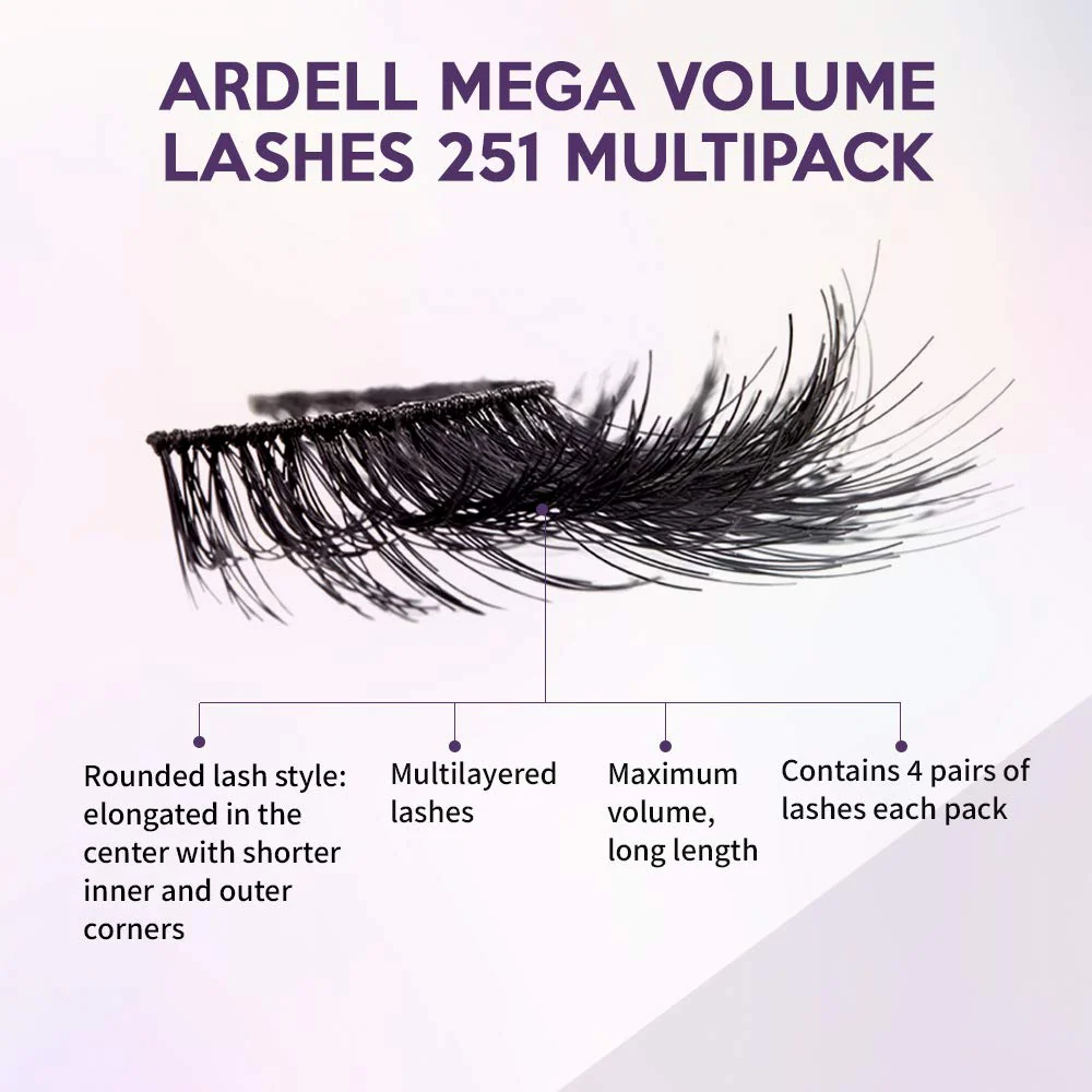 Ardell False Eyelashes Mega Volume 251 – Fluffy Volume for a Dramatic Look, Wispy Lashes, Full Strip, 2 Pack - Image 3