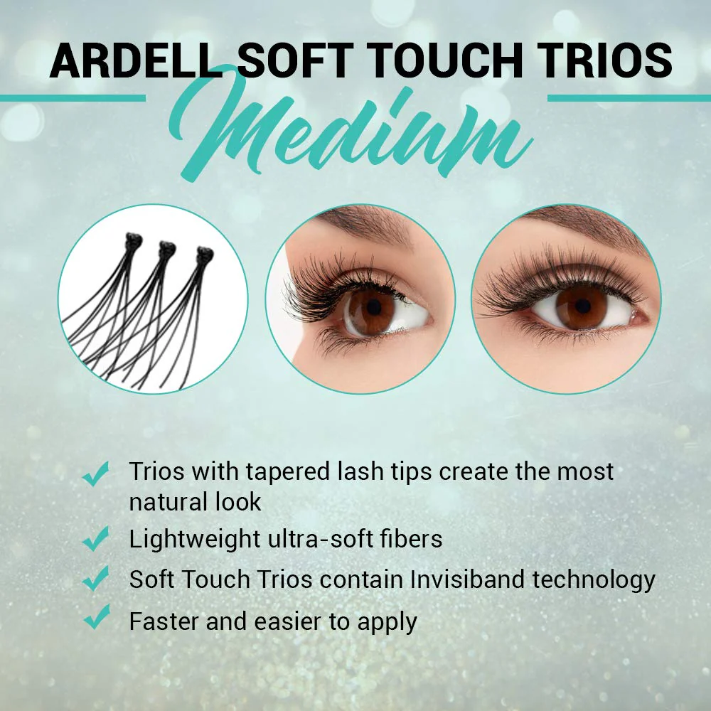 Ardell False Eyelashes Soft Touch Trios Individuals Medium Black 4 Pack - Image 3