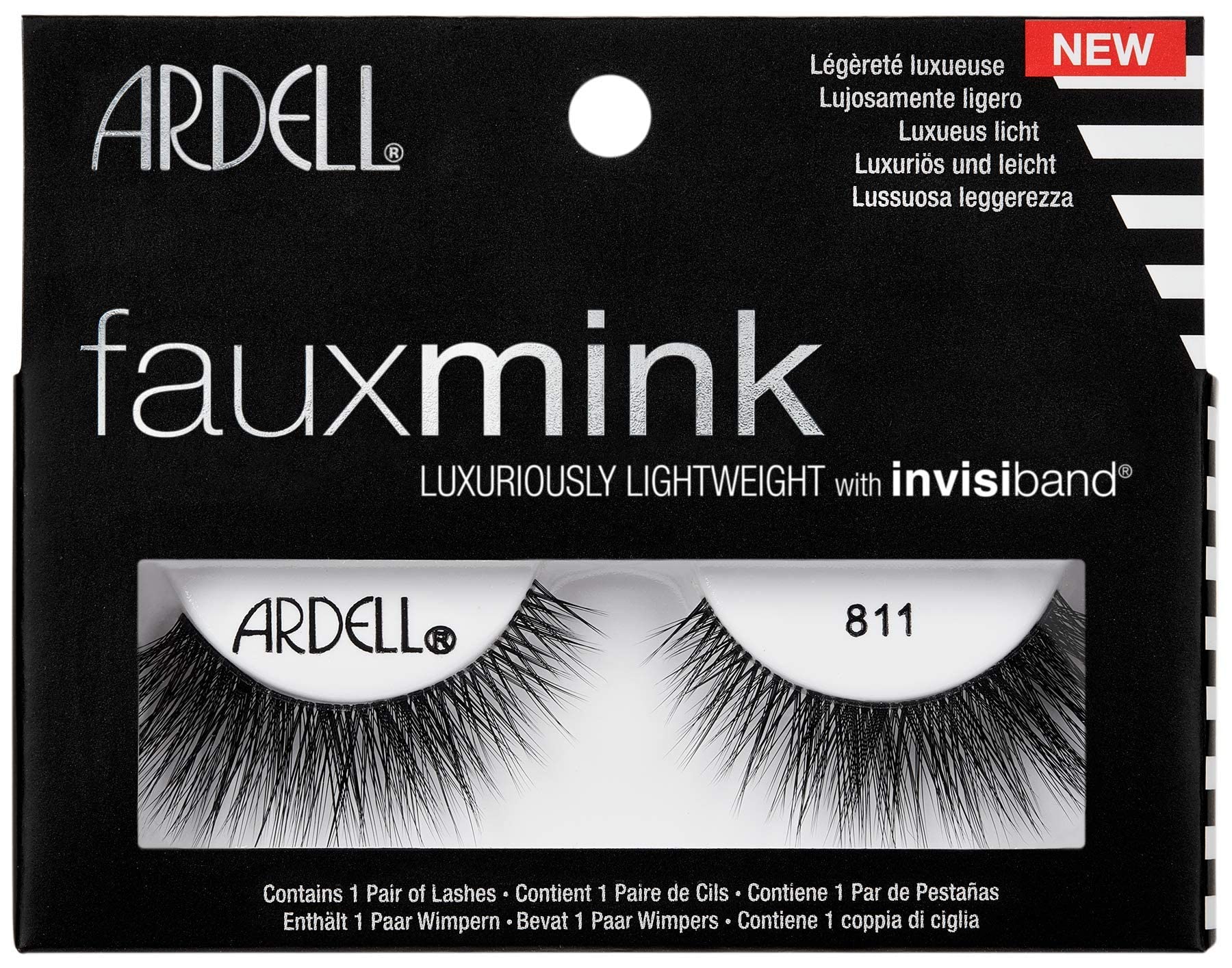 Ardell Faux Mink 811 Black False Lashes, Lightweight with Invisiband, 4 Pairs - Image 2