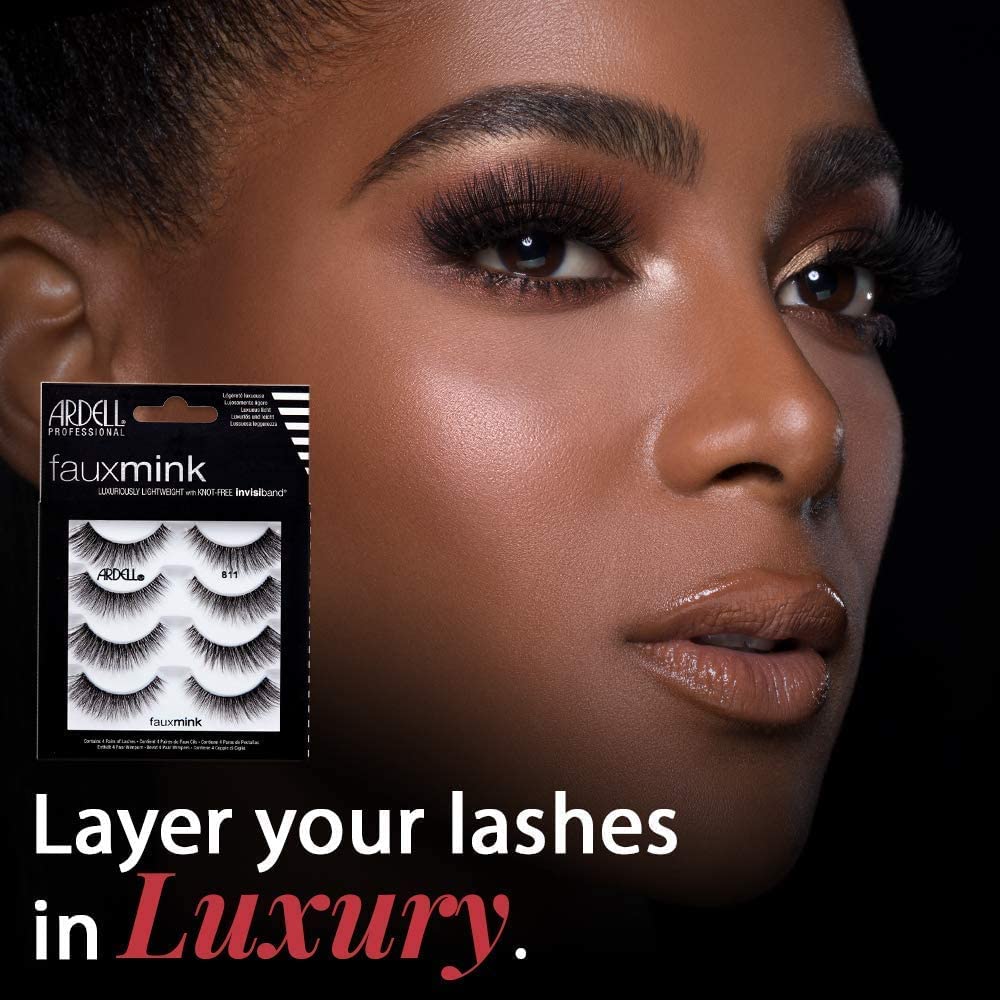 Ardell Faux Mink Lashes 811 False Eyelashes – Lightweight Natural Faux Mink Strip Wispy Lashes with Invisiband, 4 Pairs, 1 Pack - Image 2