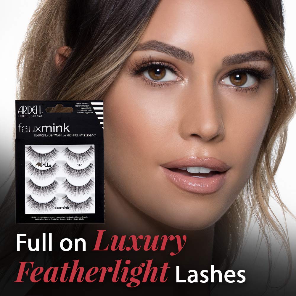 Ardell Faux Mink Lashes 817 – Lightweight, Knot-Free Invisiband Eyelashes for Natural Glam, 4 Pairs, 1 Pack - Image 2
