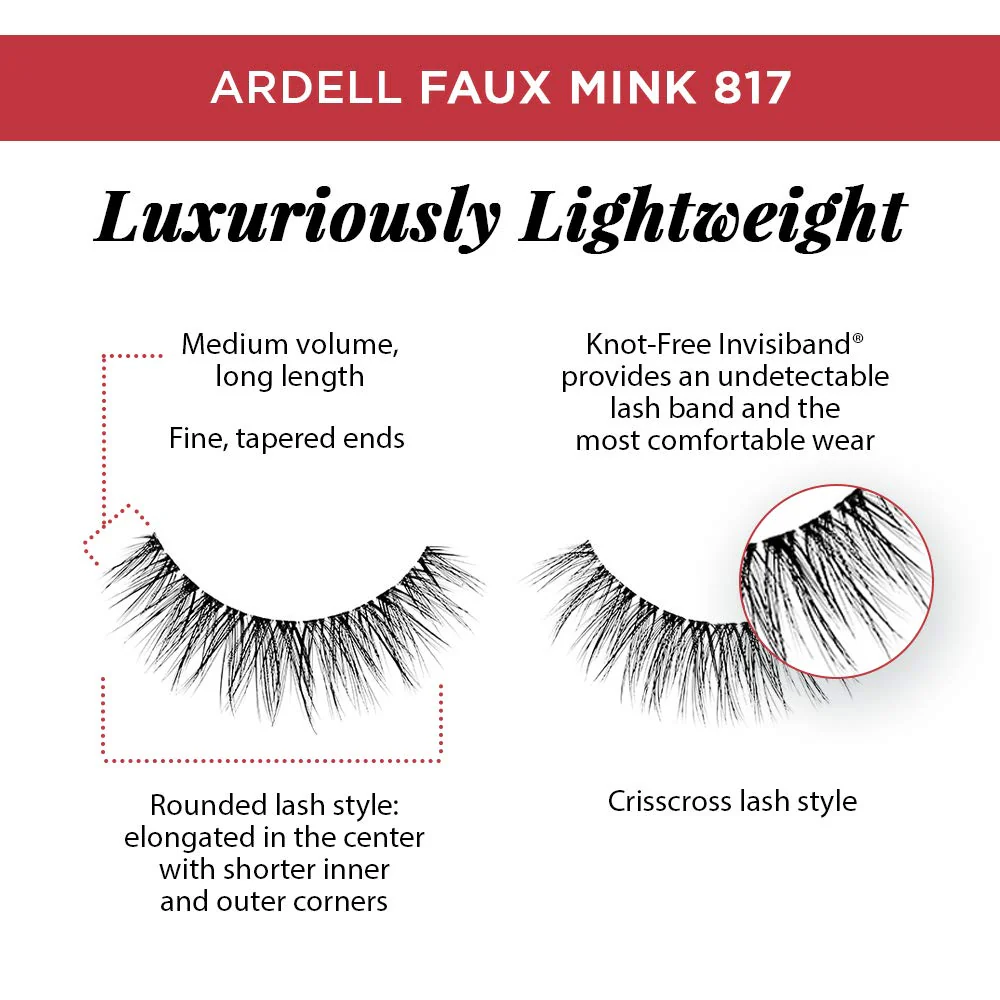 Ardell Faux Mink Lashes 817 – Lightweight, Knot-Free Invisiband Eyelashes for Natural Glam, 4 Pairs, 1 Pack - Image 3