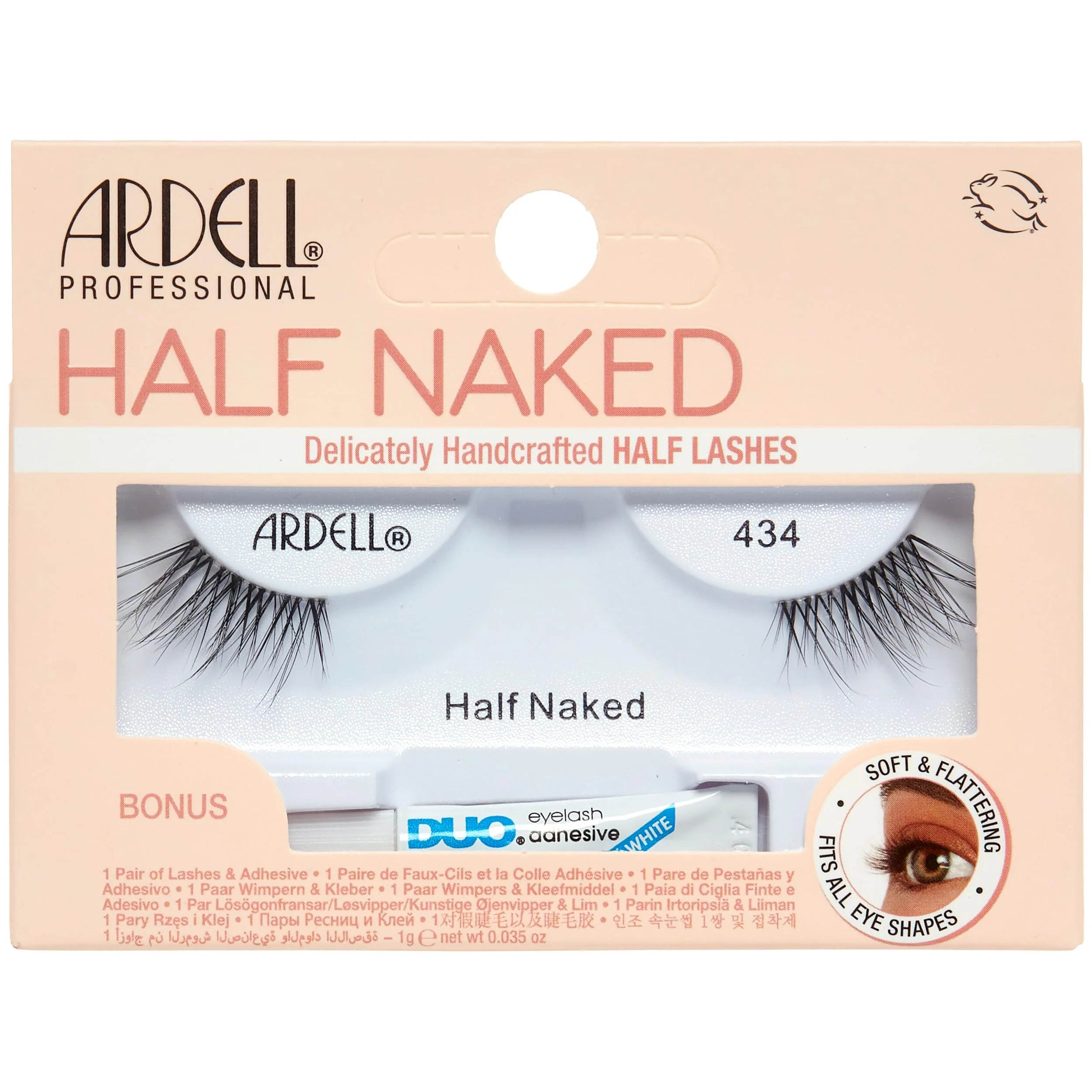 Ardell Half Naked Lashes 434 – Natural Half Lashes for Outer Corner, Soft & Flattering Fit Wispy Volume False Eyelashes, Includes DUO Lash Glue 1g