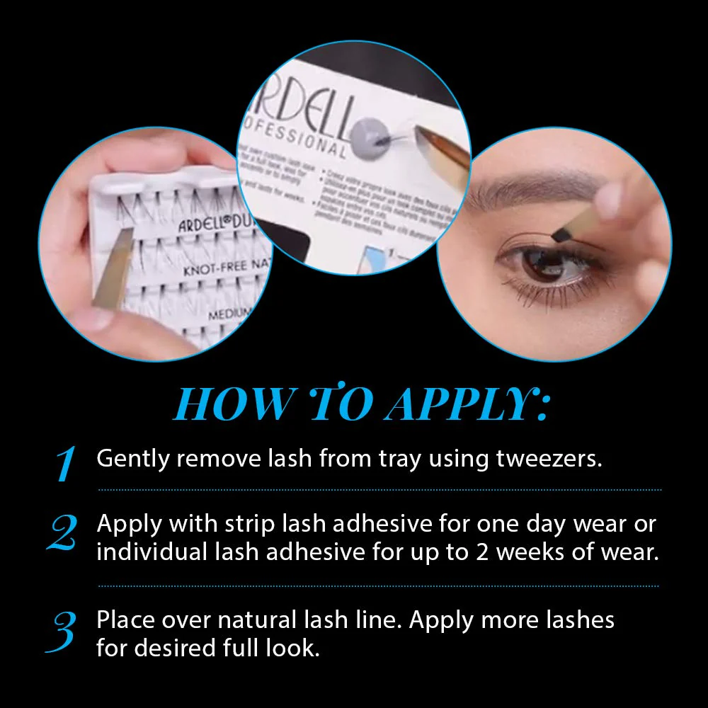 Ardell Individual False Eye Lashes - Short, Black, Natural Look DIY Lash Clusters, Easy Application for Eyelash Extension Effect, 4 Pack - Image 4