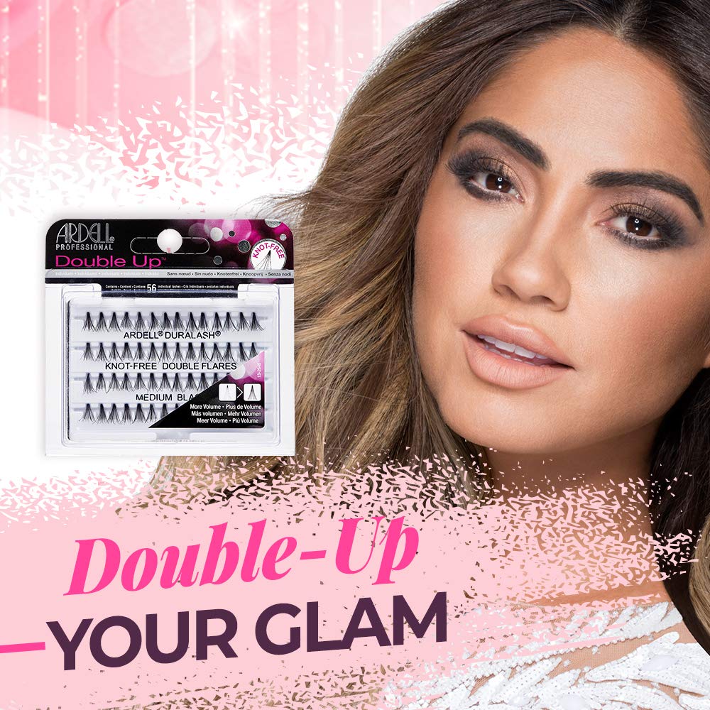 Ardell Individual Lashes Double Up - Medium Black, DIY, Cluster Eyelash Extensions, Knot-Free Eyelash Clusters, Lash Extension, 4 Pack - Image 3