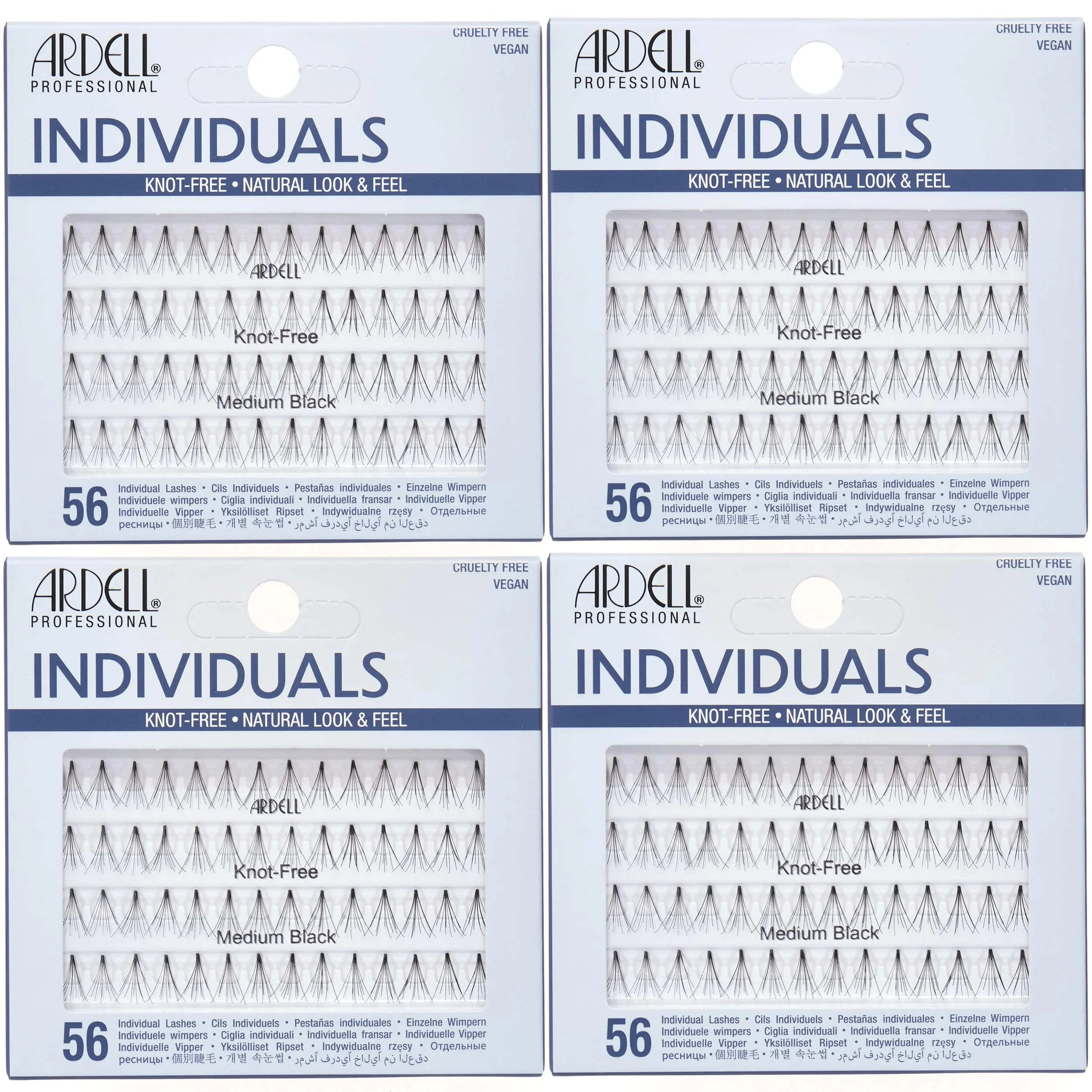 Ardell Individuals False Eye Lashes - Medium Black, DIY Lash Clusters, Lash Band, Long-Lasting Eyelash Extensions, 4 Pack