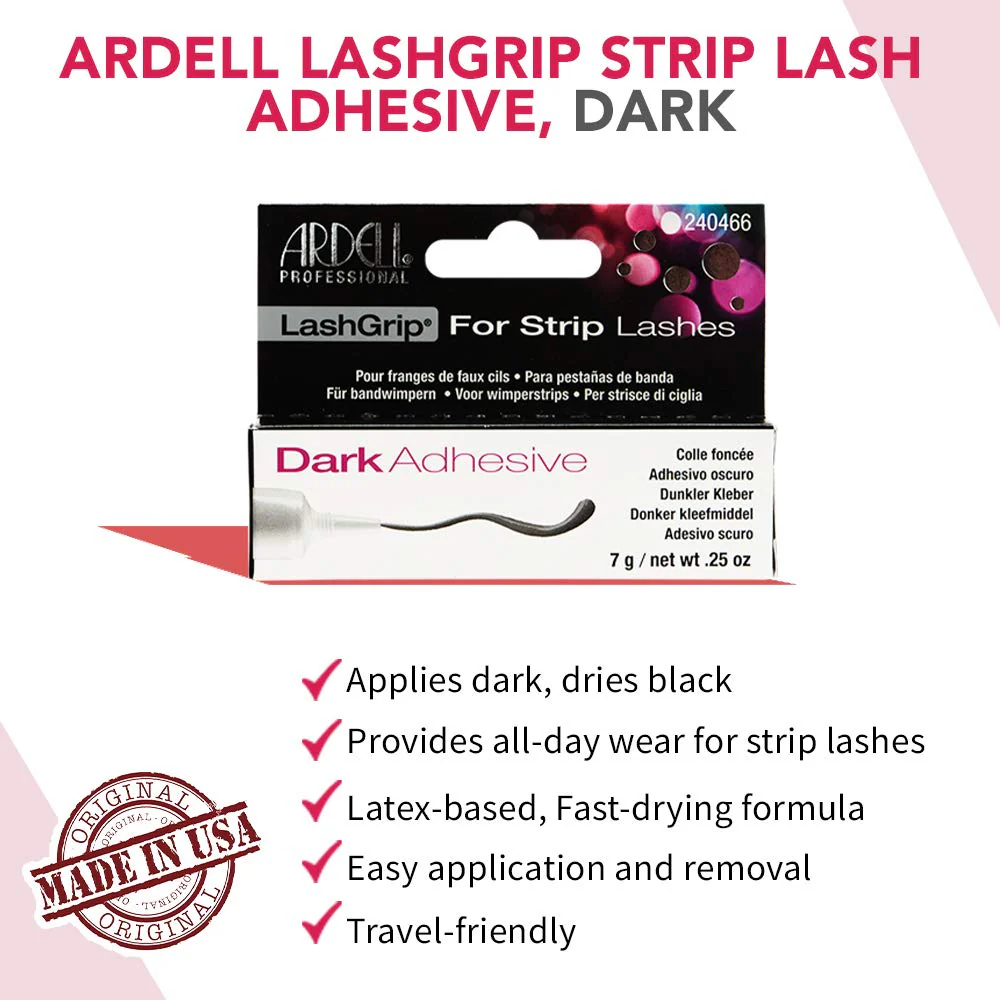Ardell LashGrip Eyelash Adhesive for Strip Lashes – Dark, Waterproof Eye Lash Glue Long Lasting, 0.25 oz, 1-Pack - Image 3