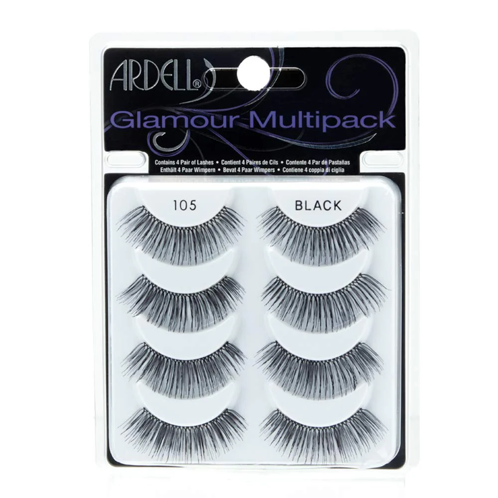 Ardell Multipack 105 False Lashes, Glamour Fake Eyelash, 1 Pack X 4 Pairs