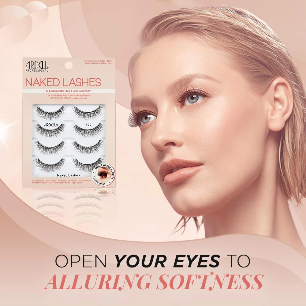 Ardell Naked Lashes 420 – Lightweight Natural Strip Lashes with Invisiband, Reusable False Eyelashes, Multipack, 4 Pair, 1 Pack - Image 3