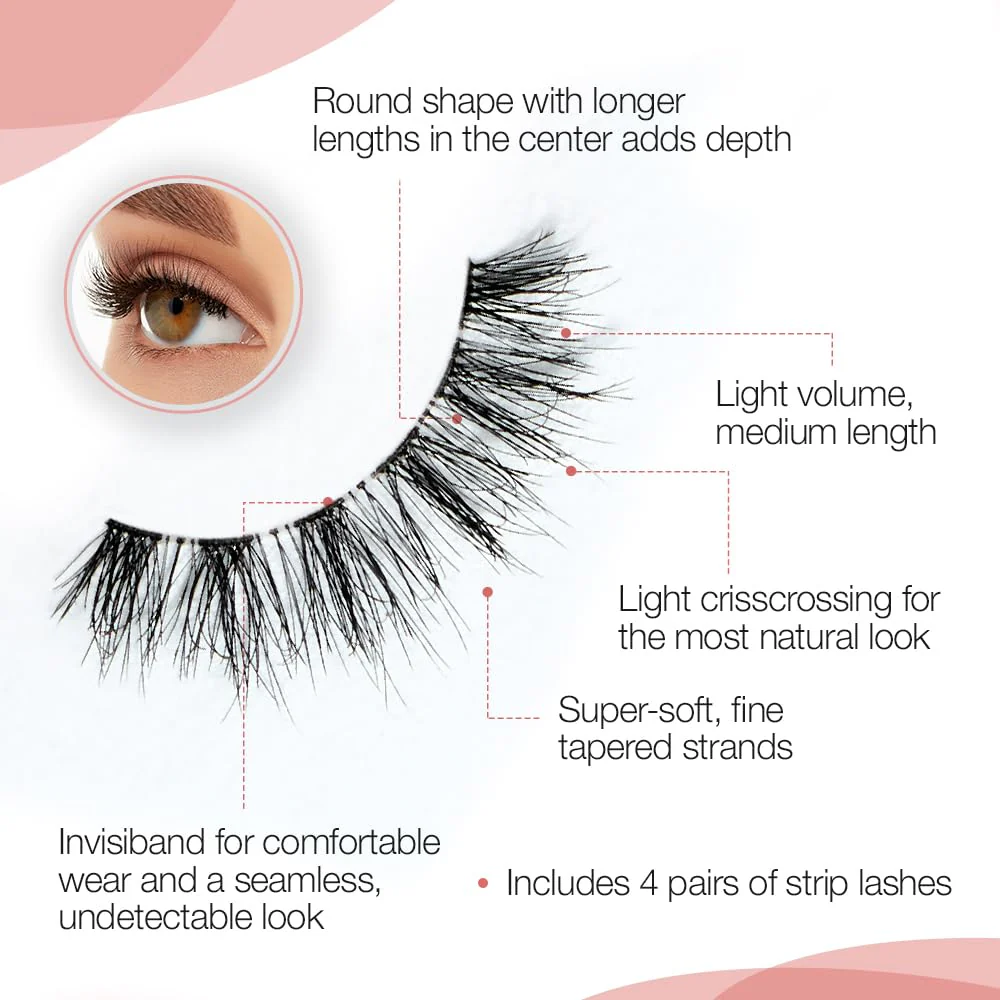 Ardell Naked Lashes 420 – Lightweight Natural Strip Lashes with Invisiband, Reusable False Eyelashes, Multipack, 4 Pair, 1 Pack - Image 4