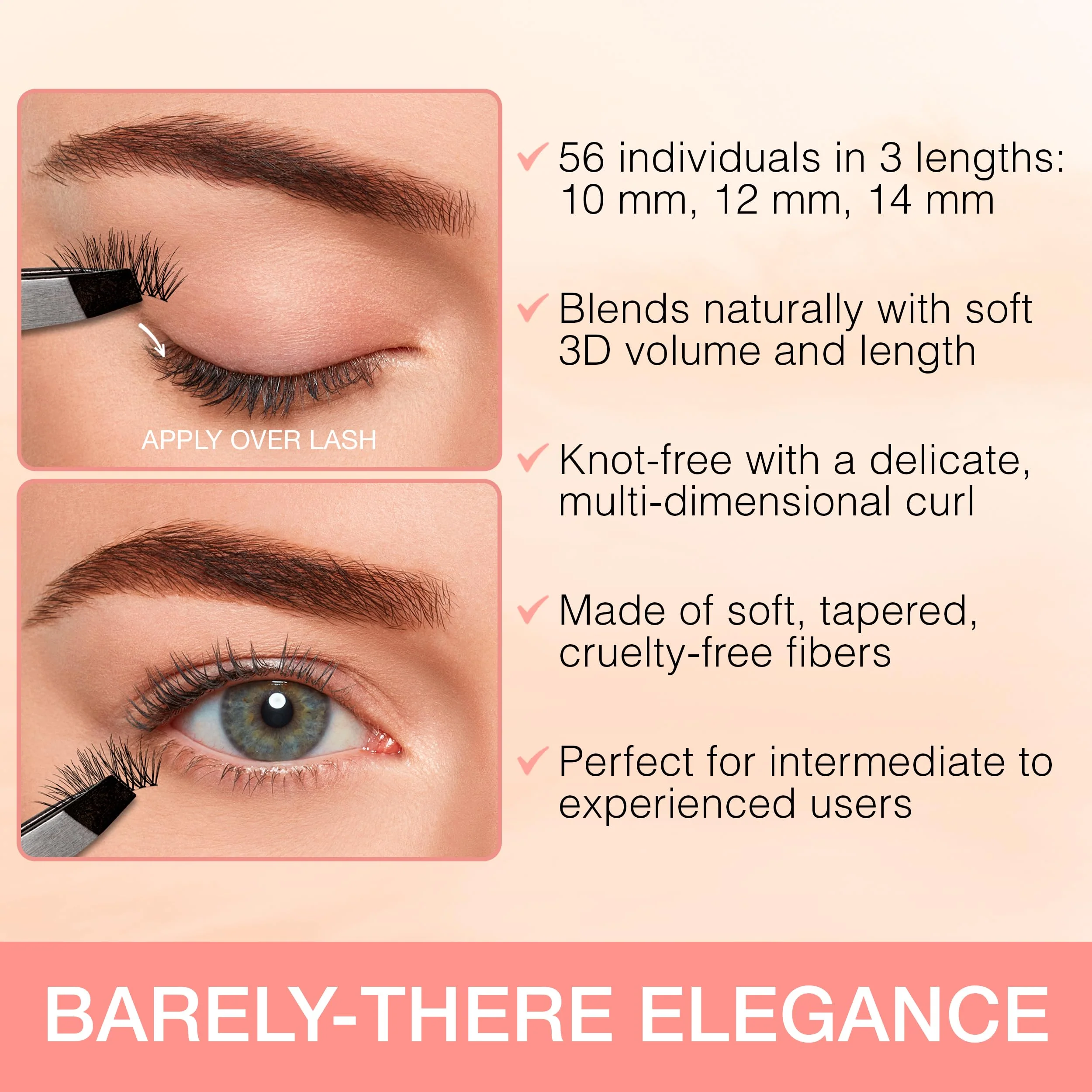 Ardell Naked Lashes Extensions Knot-Free Individual Lashes – DIY Lash Clusters Natural Look, Soft Volume Cluster Eyelash Extensions, 56 ct - Image 4