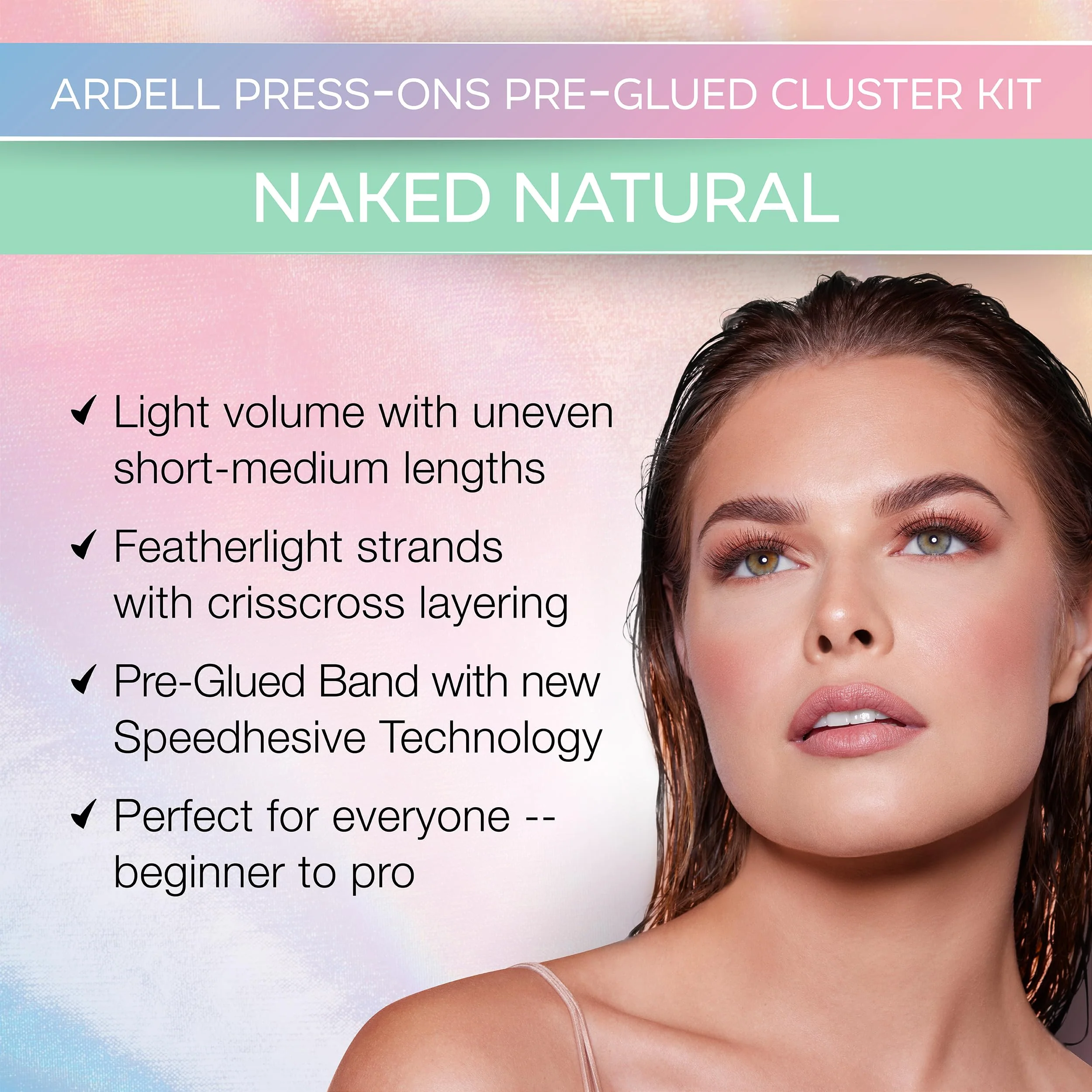 Ardell Naked Press On Lashes Underlash Extensions – Tapered Fibers, Pre-Glued Lash Clusters, Self Adhesive Eyelashes, No Glue Needed Eyelash Clusters, DIY Lash Extension Kit, 1 Pack - Image 2
