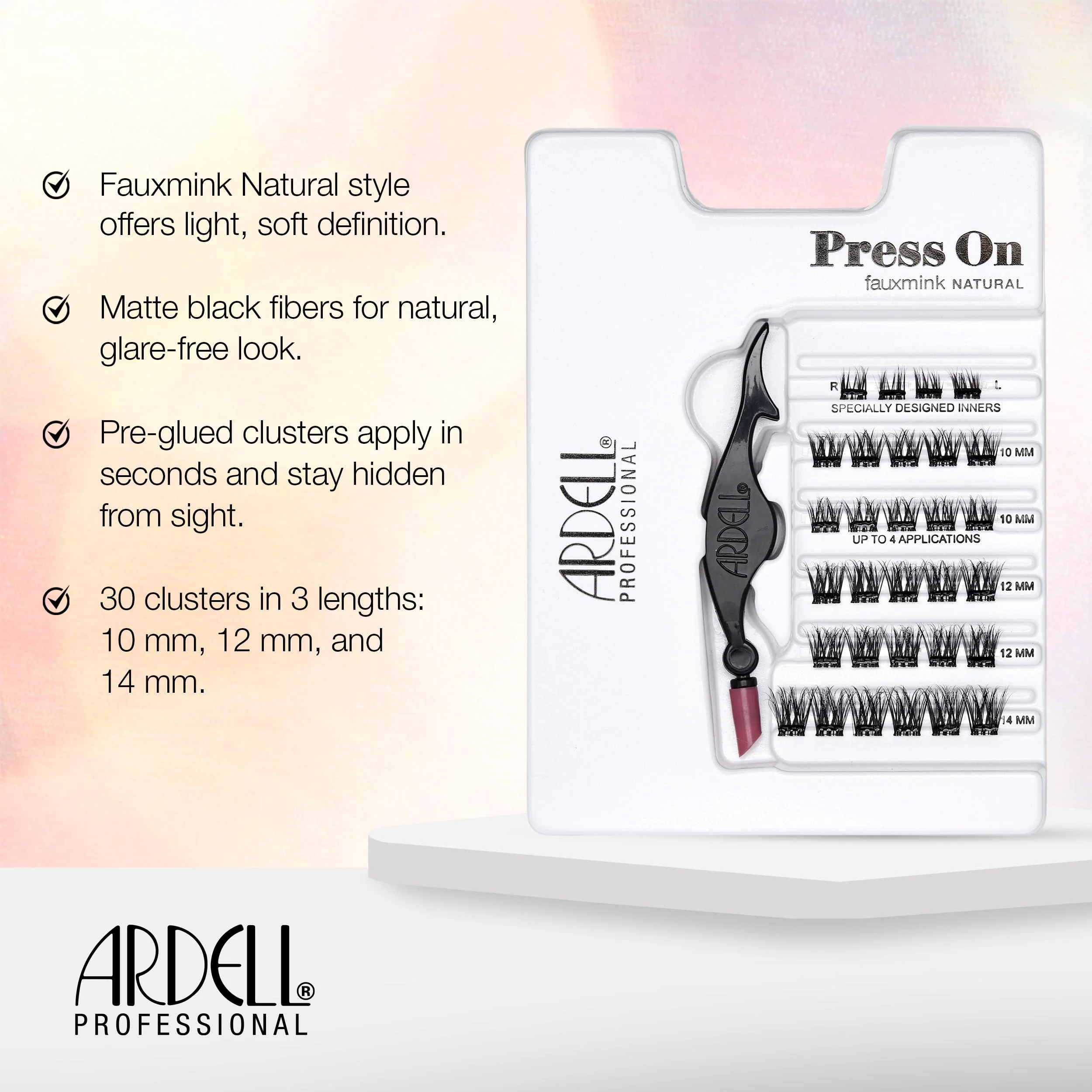 Ardell Press On Lashes Underlash Extensions, Faux Mink Natural – Pre-Glued Lash Clusters, No Glue Needed, Eyelash Cluster, Green Tea & Peptides Infused with Applicator, DIY Lash Extensions, 30 ct - Image 4