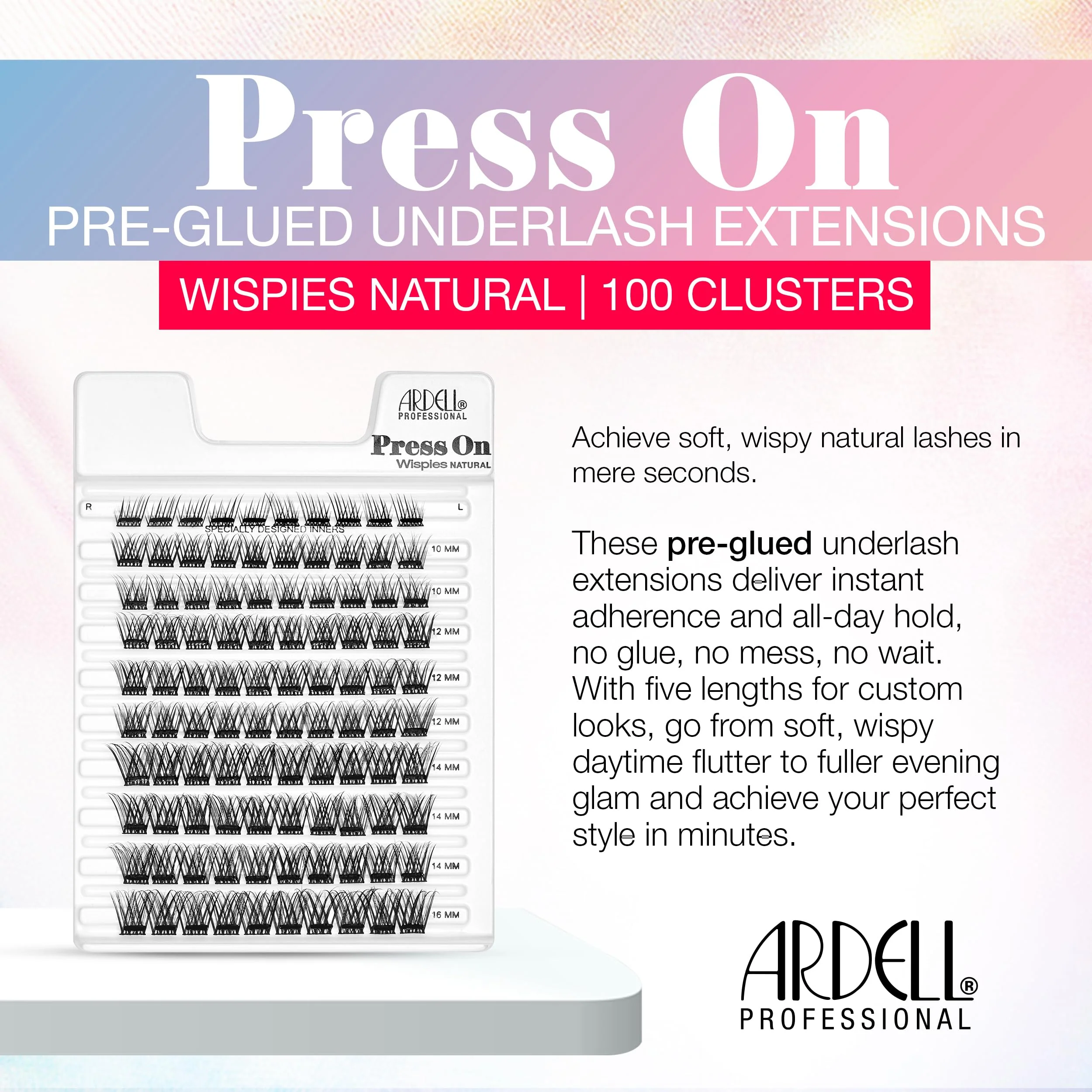 Ardell Press On Lashes Wispies Natural – Pre Glued Underlash Extensions, Wispy Lash Clusters, No Glue Needed, DIY Eyelash Cluster Extensions, 100 ct - Image 3