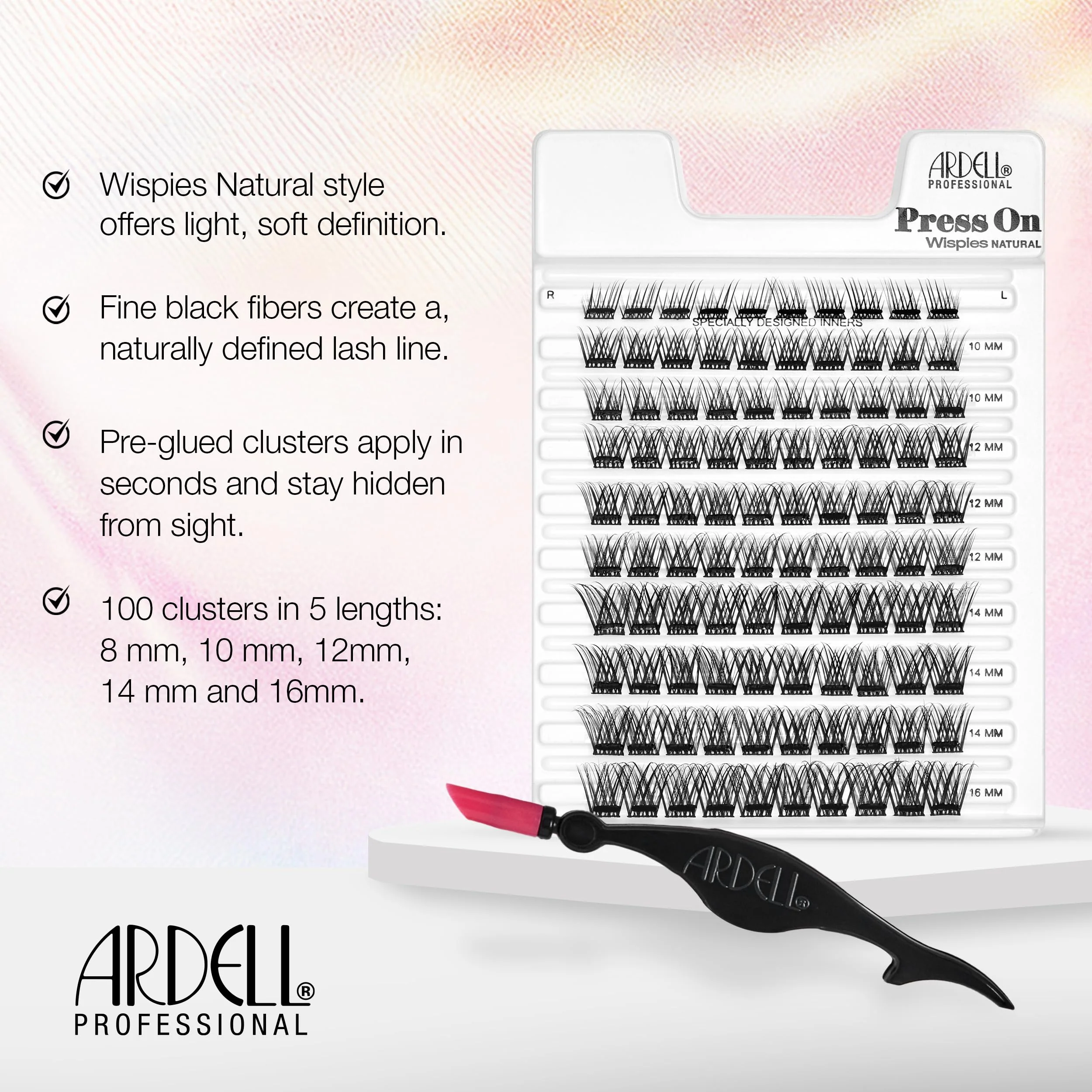 Ardell Press On Lashes Wispies Natural – Pre Glued Underlash Extensions, Wispy Lash Clusters, No Glue Needed, DIY Eyelash Cluster Extensions, 100 ct - Image 4
