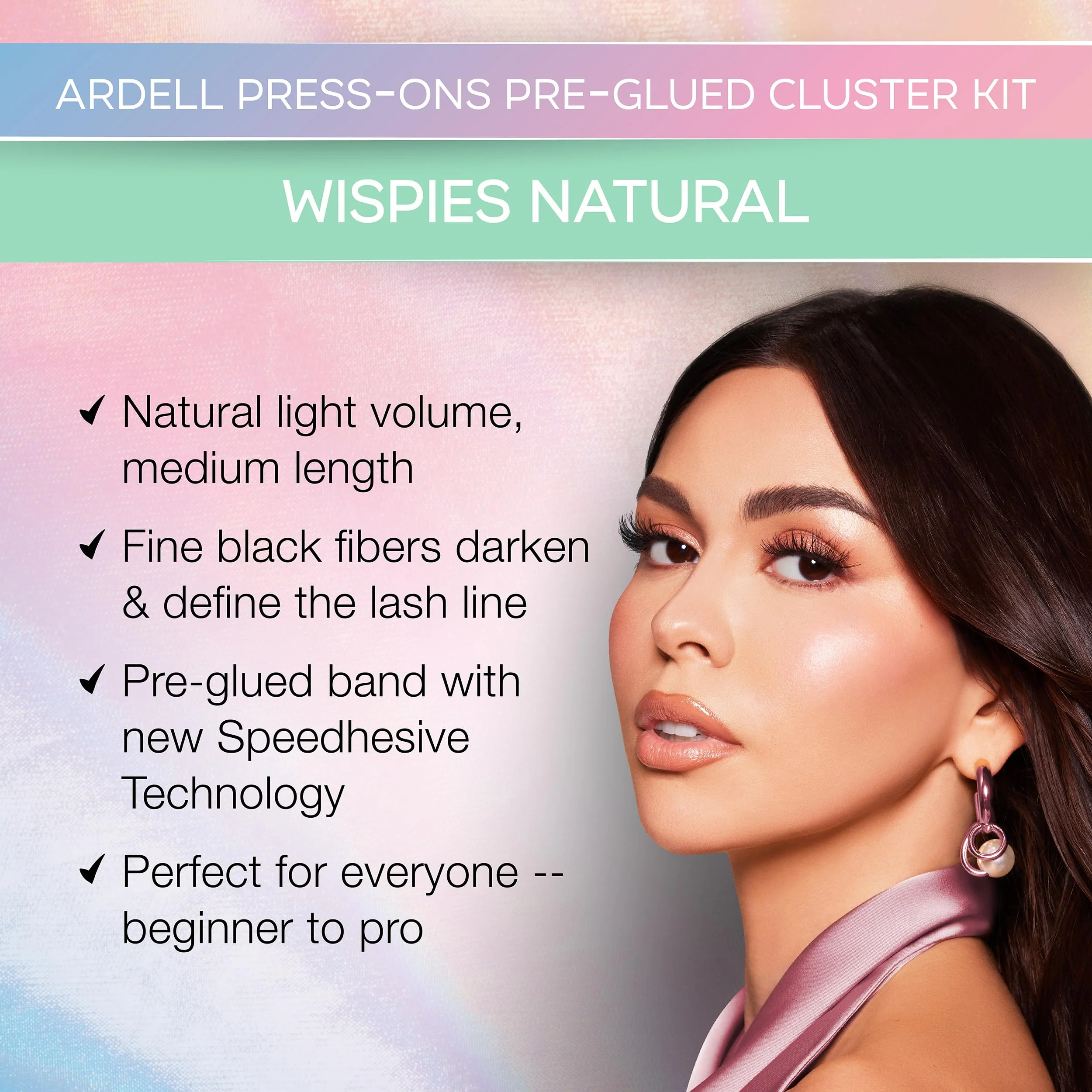 Ardell Press On Pre-Glued Eyelash Extension with Applicator - Wispies Natural, Customizable DIY Lash Clusters, Beginner Friendly Individual Lashes, 30 Count - Image 2