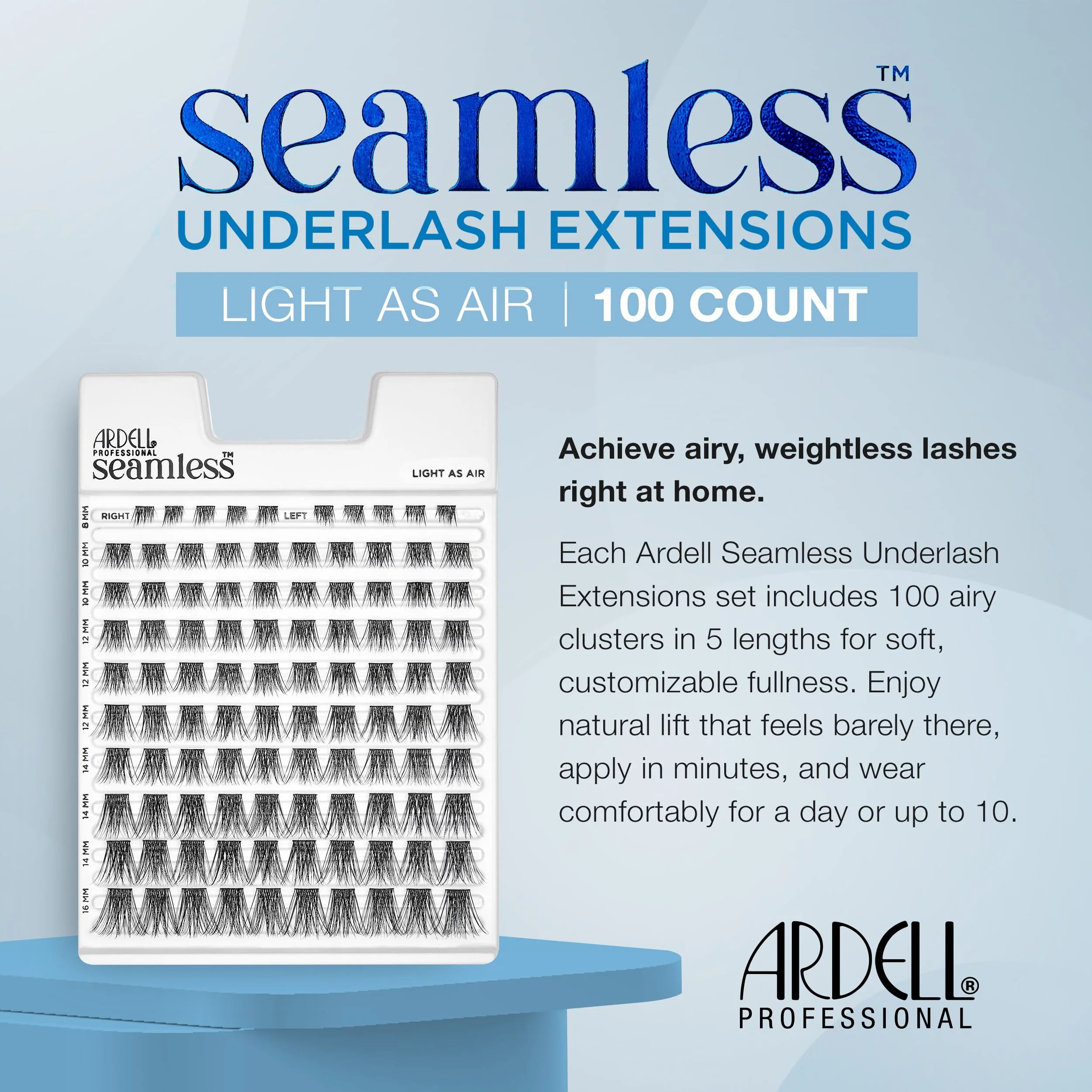 Ardell Seamless Underlash Extensions Light As Air Wispies – Wispy Lash Clusters, Natural False Eyelashes Lash Extension, Multi-Length, DIY Cluster Eyelash Extensions, 100 ct - Image 3