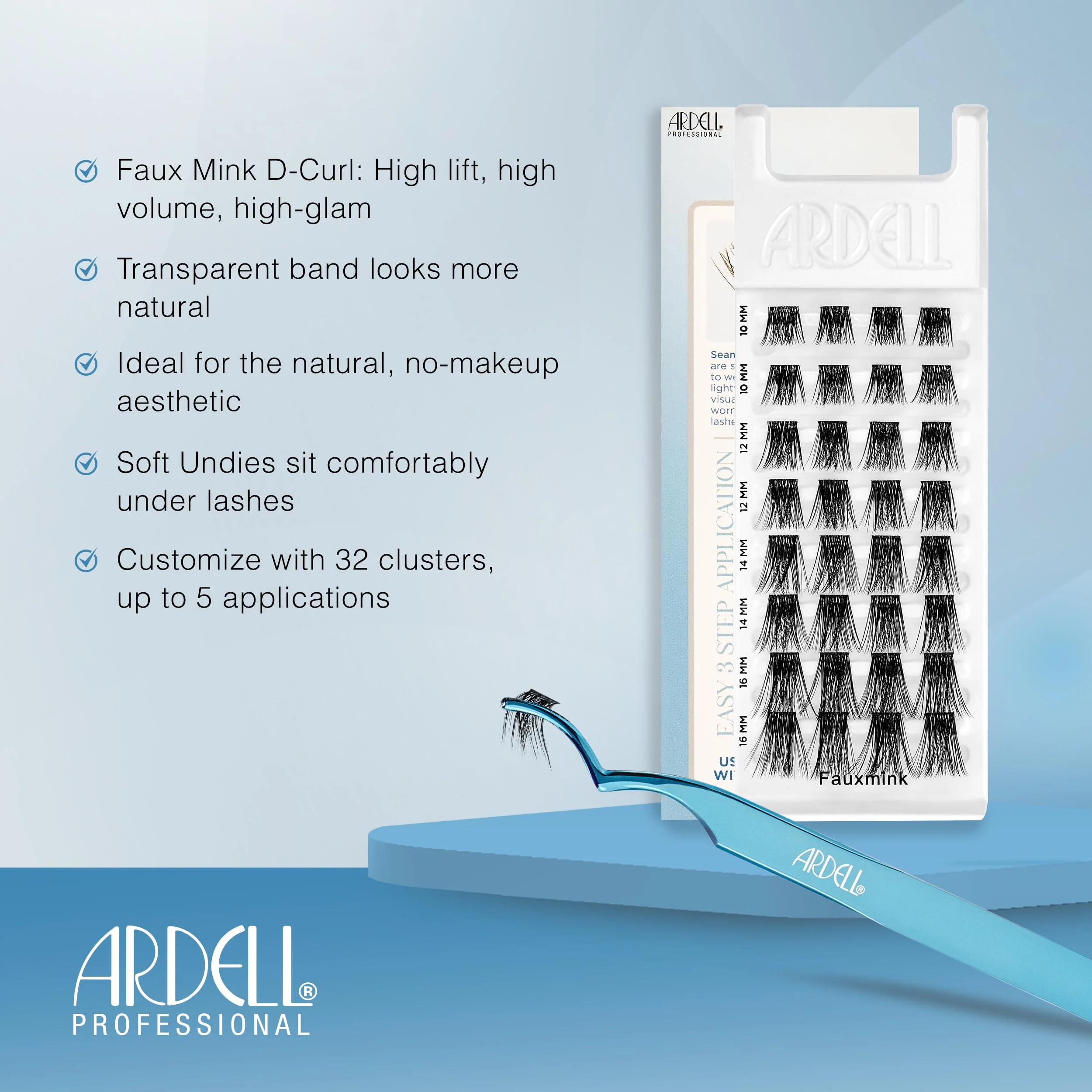 Ardell Seamless Underlash Faux Mink Lash Clusters – Faux Mink D Curl Cluster Lashes Natural Eyelash Clusters with Invisiband, Cluster Eyelash Extensions, DIY Lash Extension, 32 ct - Image 4