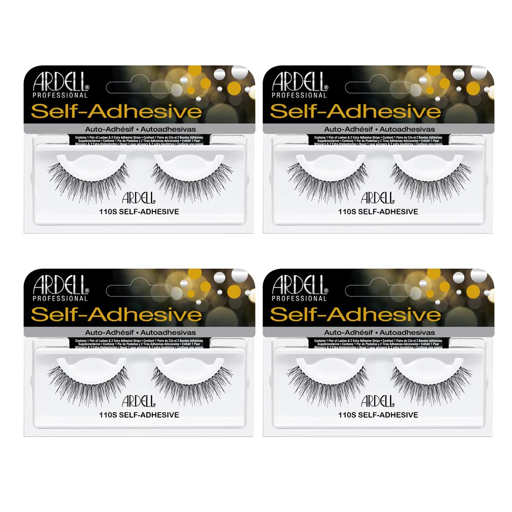Ardell Self Adhesive Eyelashes 110S – Pre Glued Eyelashes No Glue Needed, Natural Looking Strip, 4 Pack