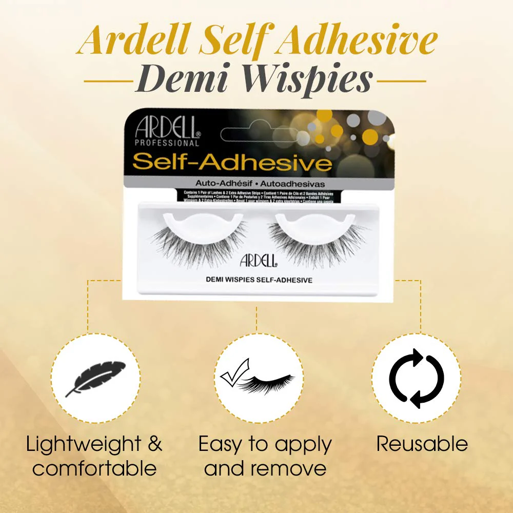 Ardell Self Adhesive False Eyelashes Demi Wispies - Reusable, Lightweight, Natural Look Lashes, No Glue Needed, 4 Pack - Image 2