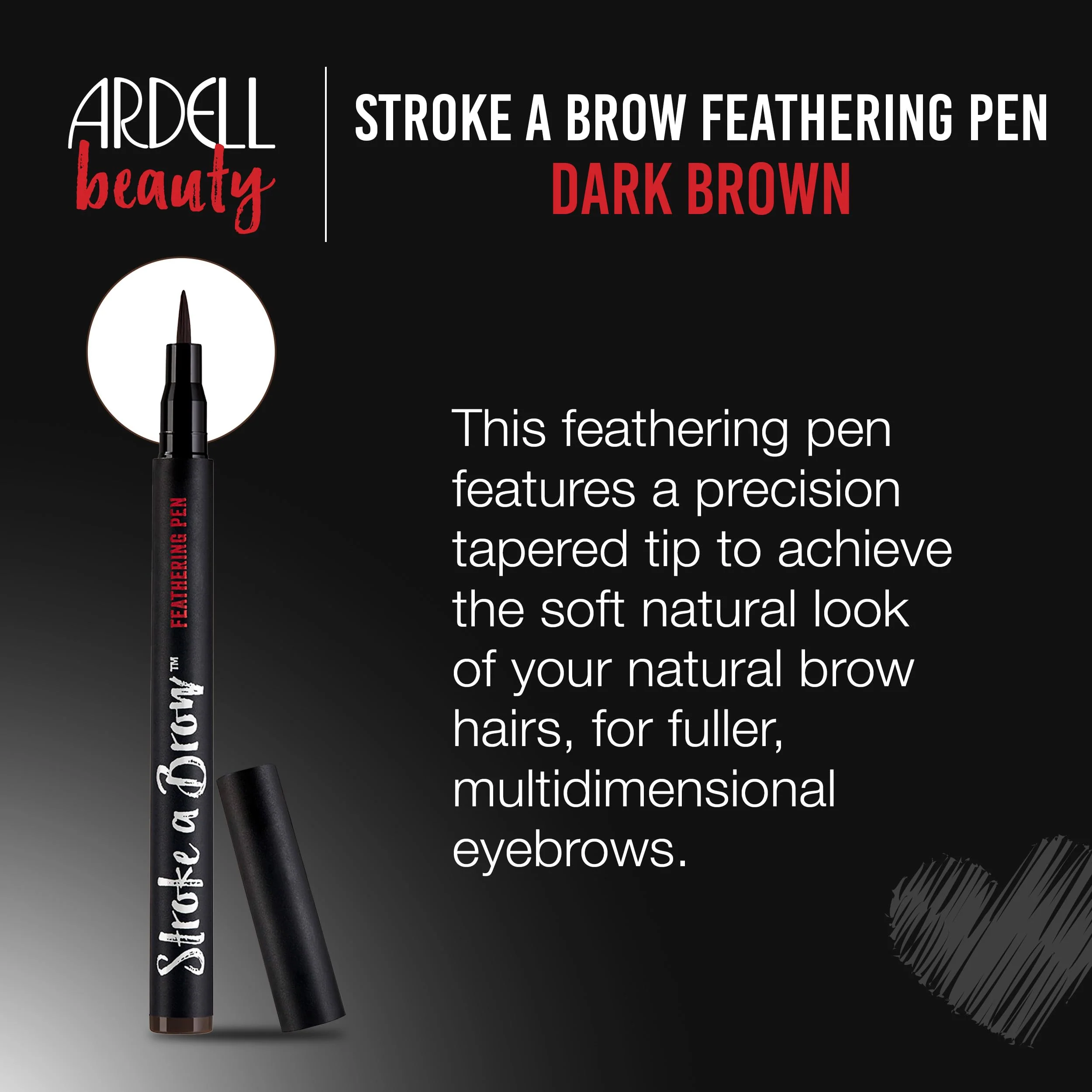Ardell Stroke a Brow Pencil Feathering Eyebrow Pen – Precise Micro-Tip, Long-Lasting Waterproof Eyebrow, Precision Tip, Dark Brown, 1 Pack - Image 3