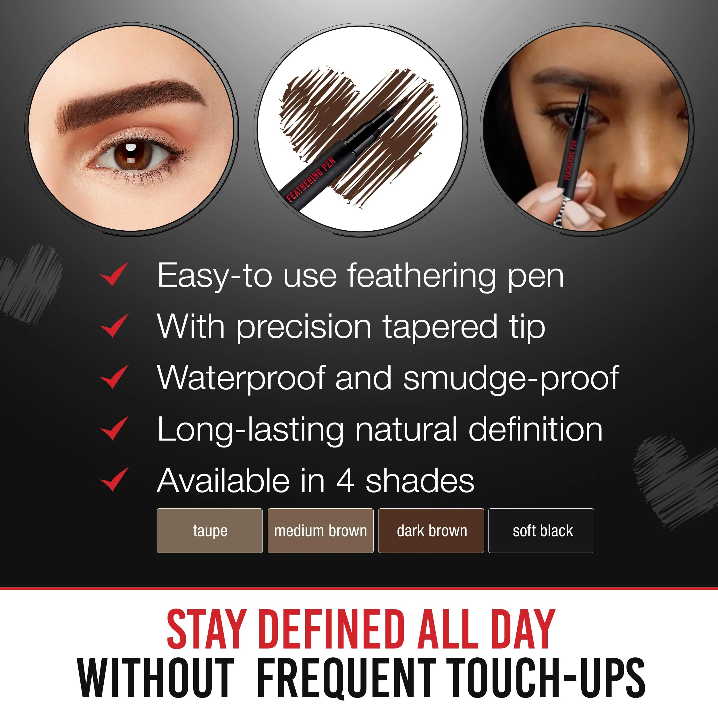 Ardell Stroke a Brow Pencil Feathering Eyebrow Pen – Precise Micro-Tip, Long-Lasting Waterproof Eyebrow, Precision Tip, Dark Brown, 1 Pack - Image 4