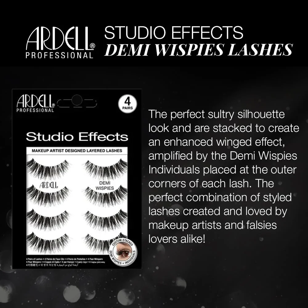 Ardell Studio Effects Demi Wispies False Eyelashes, Custom Layered Wispy Lashes for Natural Volume and Length, 4 Pack - Image 2