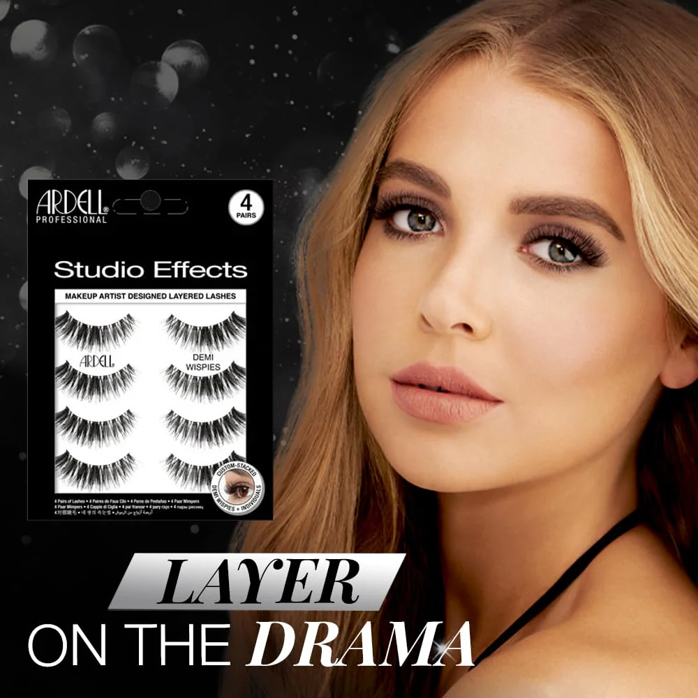 Ardell Studio Effects Demi Wispies False Eyelashes, Custom Layered Wispy Lashes for Natural Volume and Length, 4 Pack - Image 3
