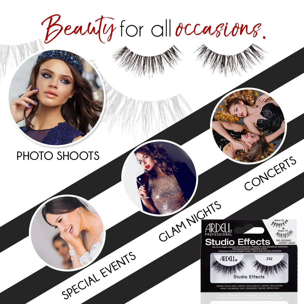 Ardell Studio Effects False Eyelashes 232 - Dramatic Volume Lash Strips, Perfect Lashes for Special Occasions and Everyday Glam, 4 Pack - Image 4