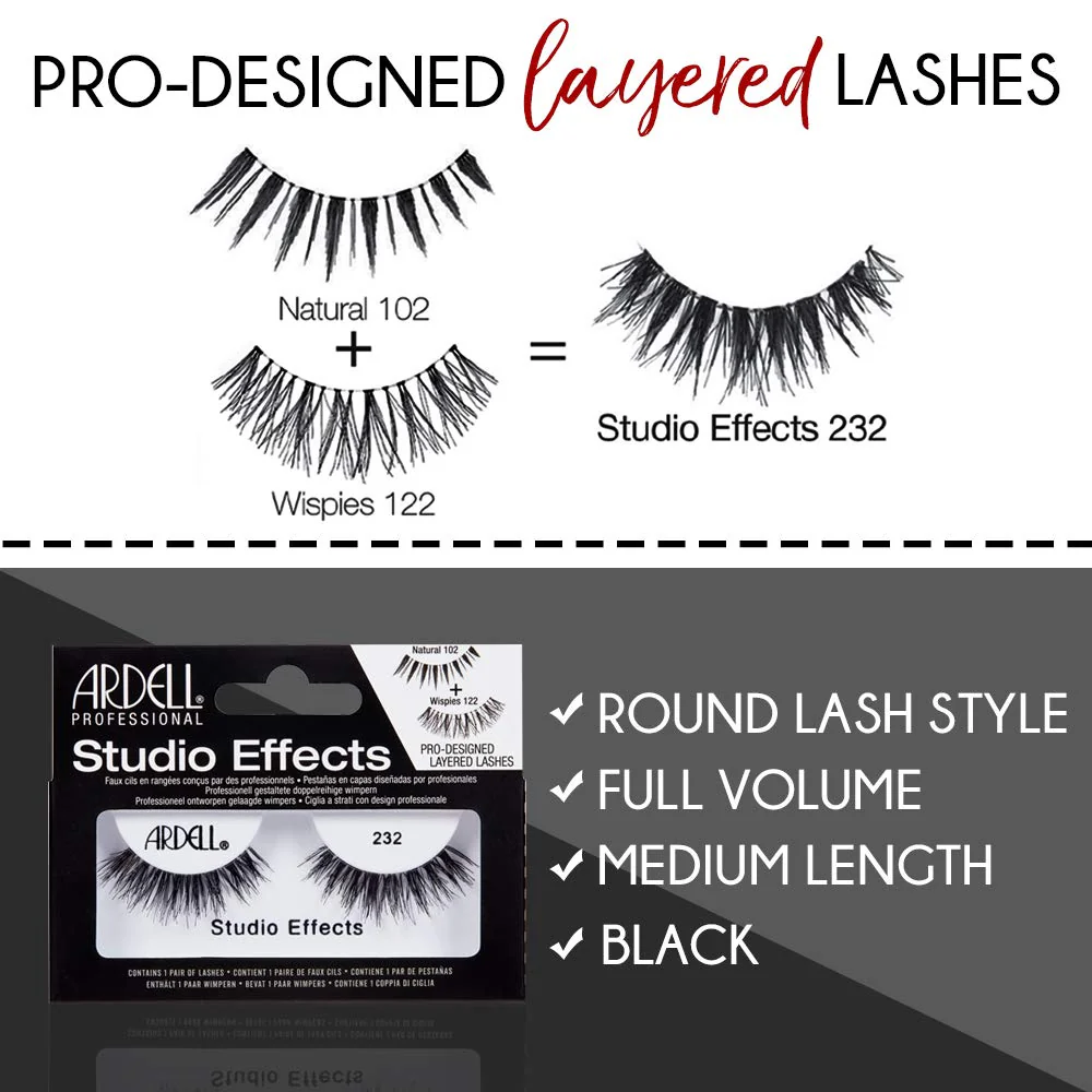 Ardell Studio Effects False Eyelashes 232 - Dramatic Volume Lash Strips, Perfect Lashes for Special Occasions and Everyday Glam, 4 Pack - Image 5