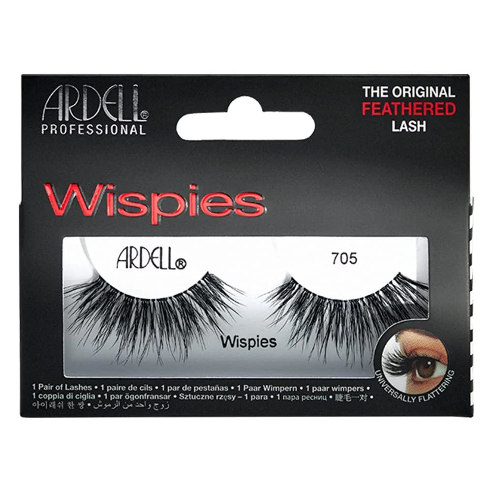 Ardell Wispies False Lashes 705 - Full Volume False Eyelashes, Long & Fluffy Lashes for Natural Look, 1 Pair