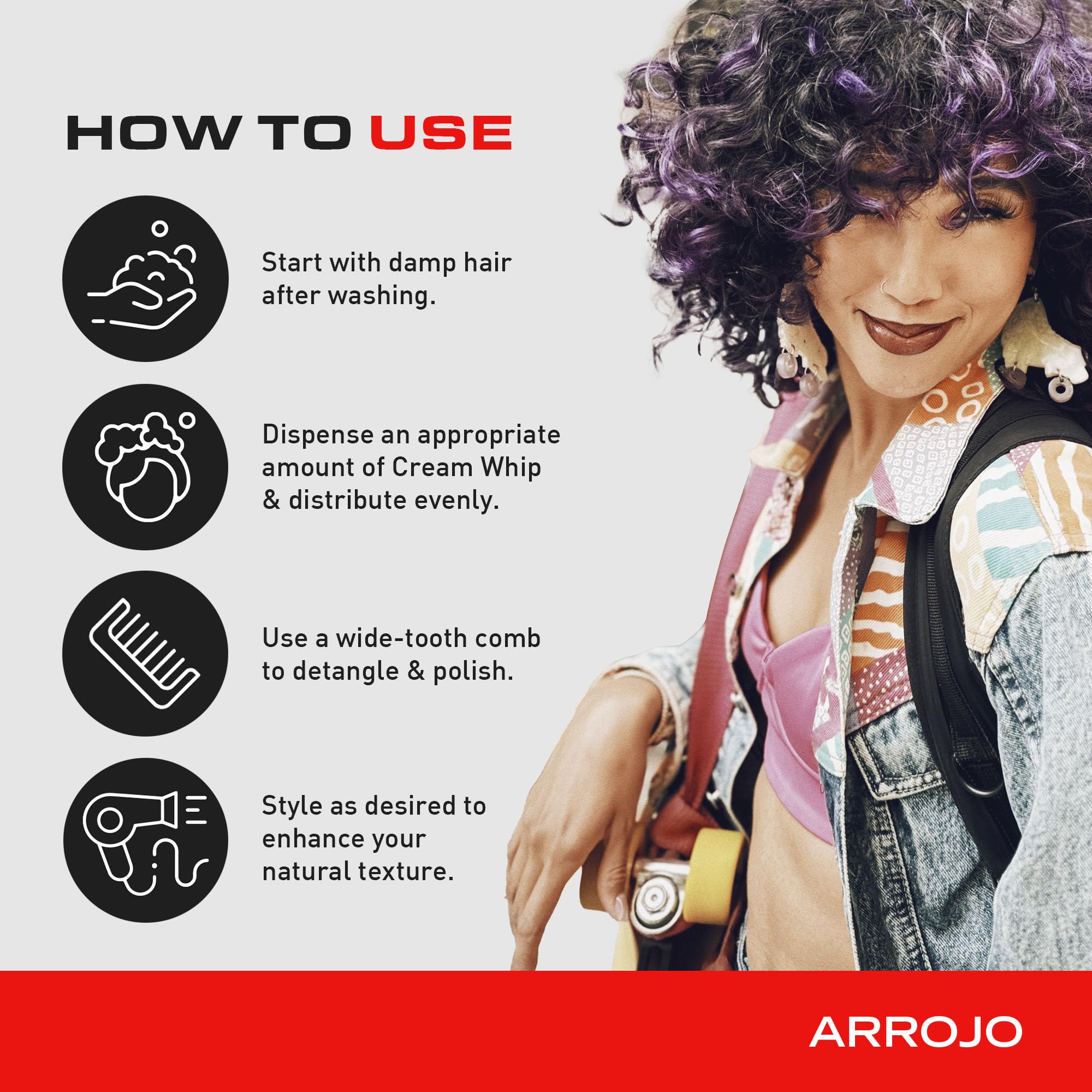 ARROJO Cream Whip - 5.5 Fl Oz - Conditioning Leave-In Hair Styling Cream for Wavy or Dry Hair, Sulfate & Sodium-Chloride Free, Antioxidant, Moisturizing - Image 6