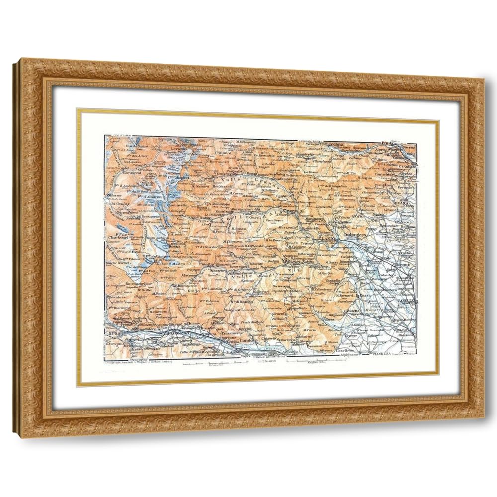ArtDirect Europe Lanza Region France Italy - Bertarelli 1914 Custom Framed Art Print Giclee Print or Canvas Options with Various Sizes and Customization by Bertarelli - Image 5