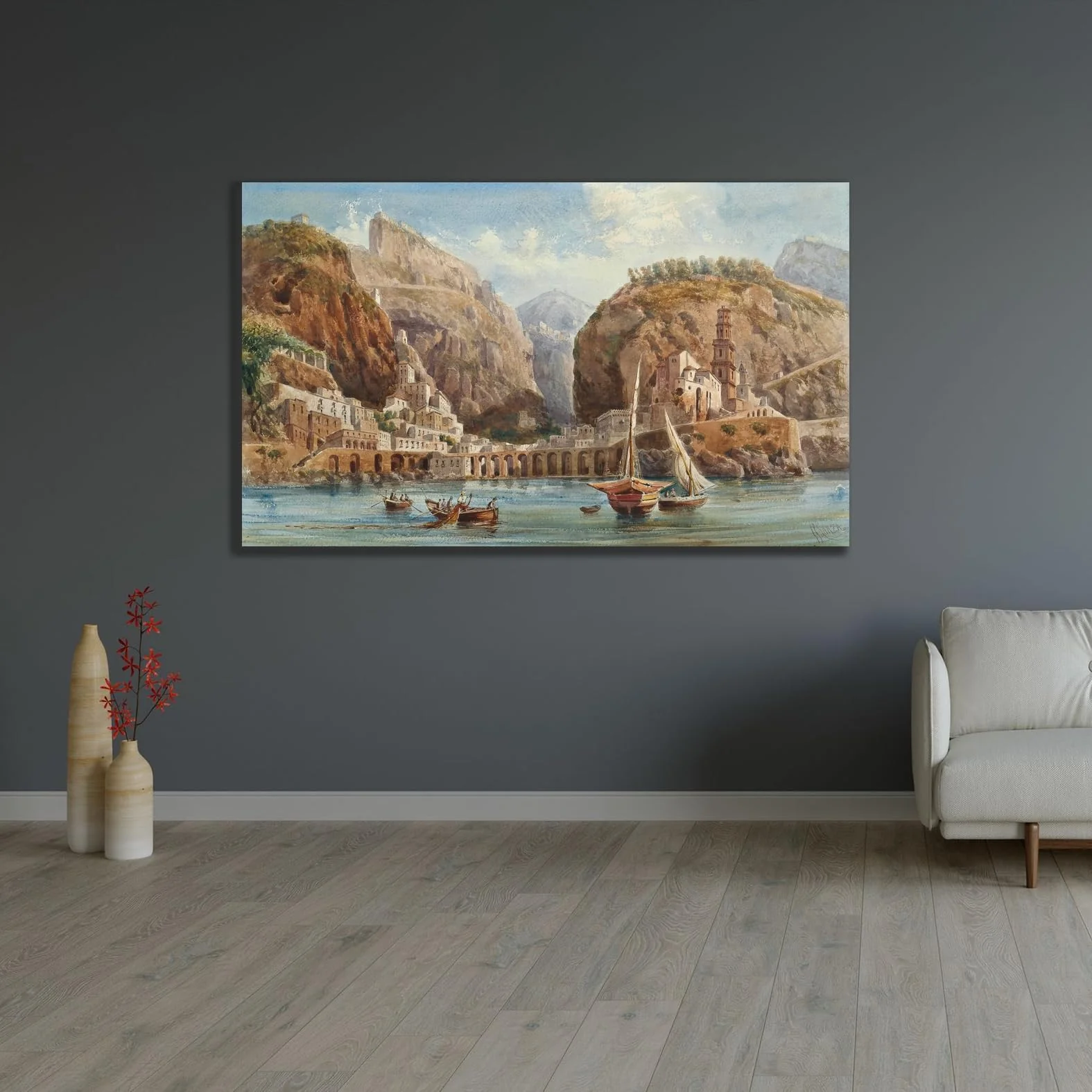 ArtDirect Fishing at Atrani on the Amalfi coast Custom Framed Art Print Giclee Print or Canvas Options with Various Sizes and Customization by Giovanni Lanza - Image 7