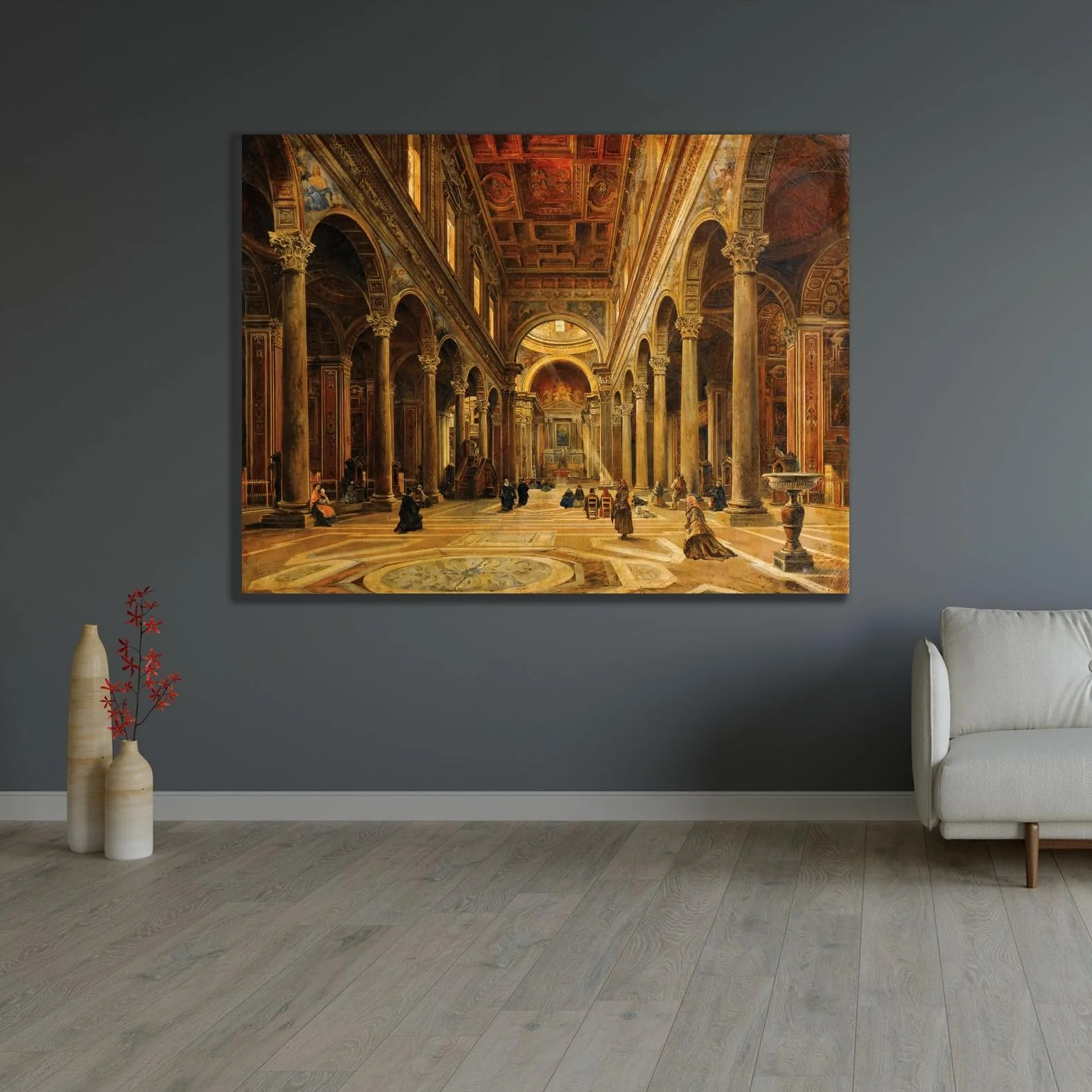ArtDirect Intérieur d’église Custom Framed Art Print Giclee Print or Canvas Options with Various Sizes and Customization by Giovanni Lanza - Image 7