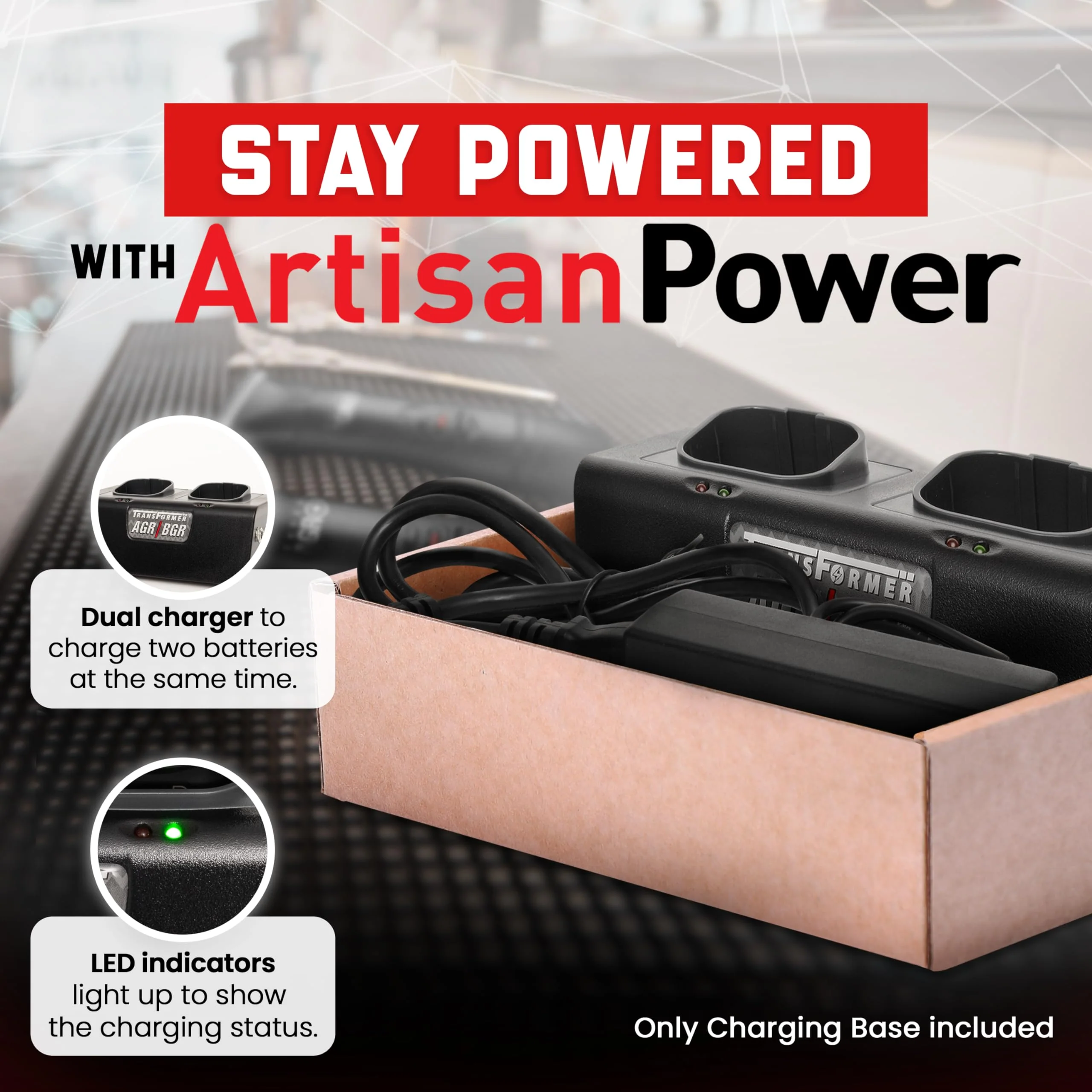 Artisan Power Dual Battery Charger for Andis PowerGroom | Best for AGR and BGR Series Clippers | Durable Connectors, LEDs Status and a Powerful DC Power Supply | Charges 2 Batteries at Once - Image 3