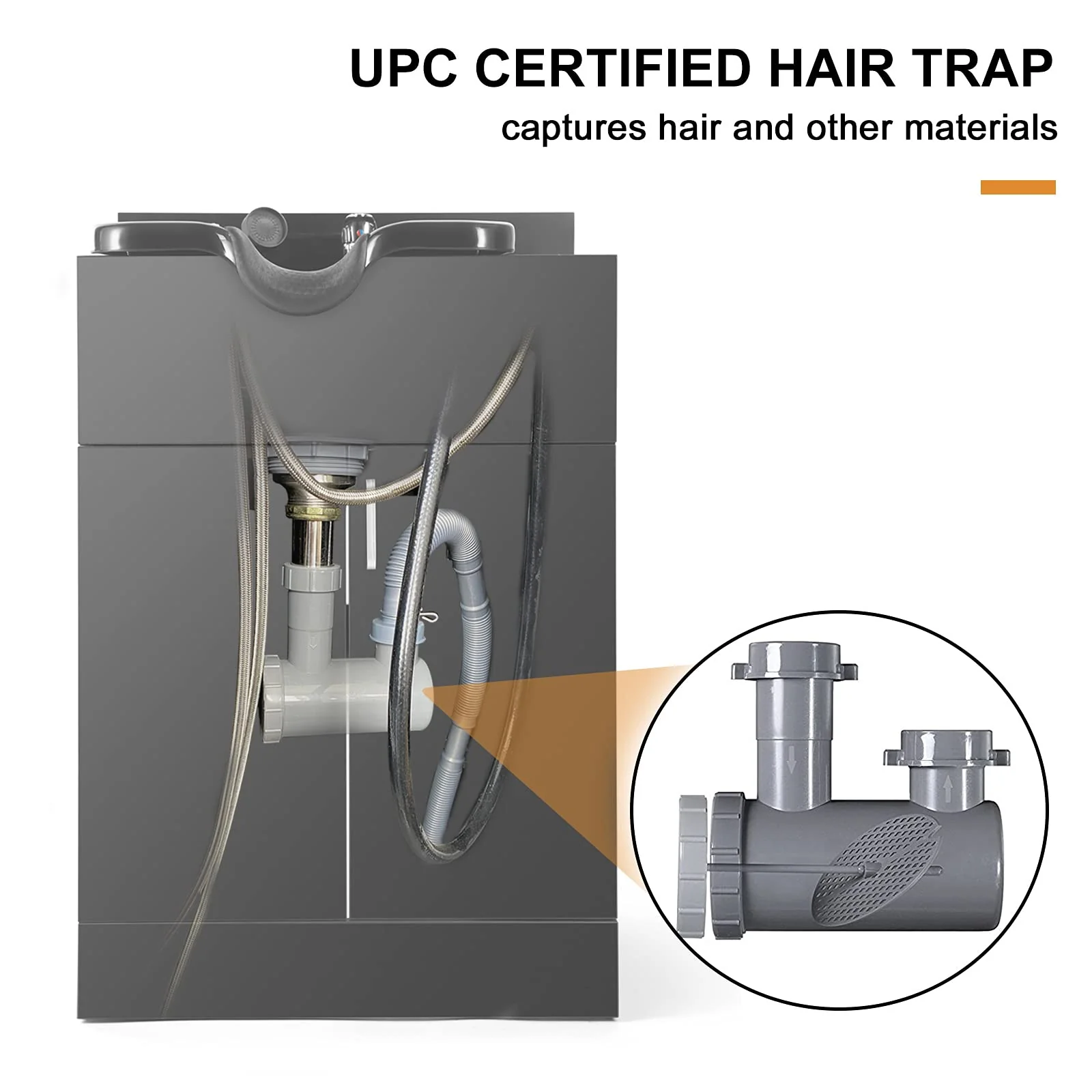 Artist hand Shampoo Backwash Sink Station with Shampoo Bowl Shampoo Station, Backwash Sink Chair Spa Salon Beauty Equipment, Used with Barber Chair and Shampoo Chair(Black) - Image 2