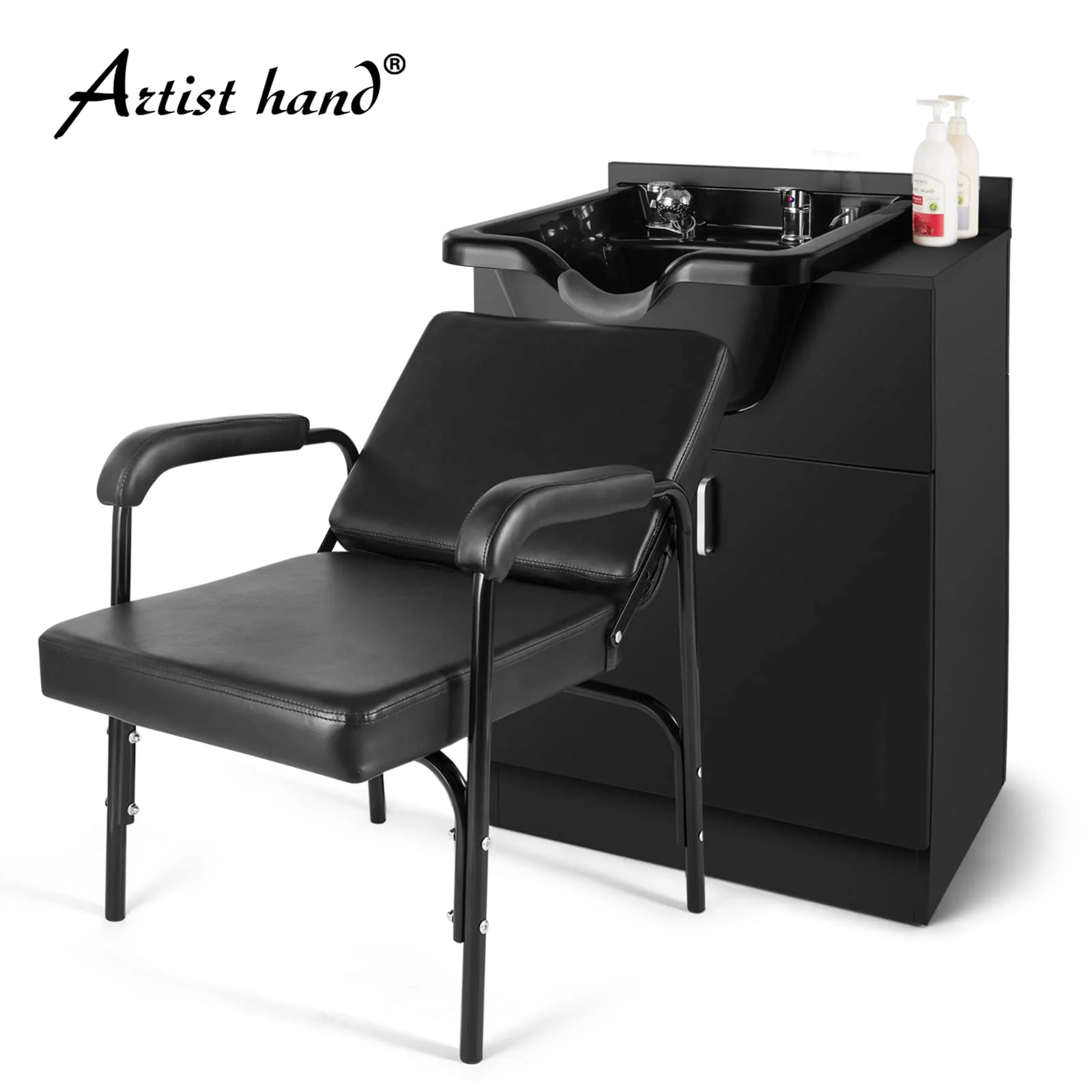 Artist hand Shampoo Backwash Sink Station with Shampoo Bowl Shampoo Station, Backwash Sink Chair Spa Salon Beauty Equipment, Used with Barber Chair and Shampoo Chair(Black) - Image 8