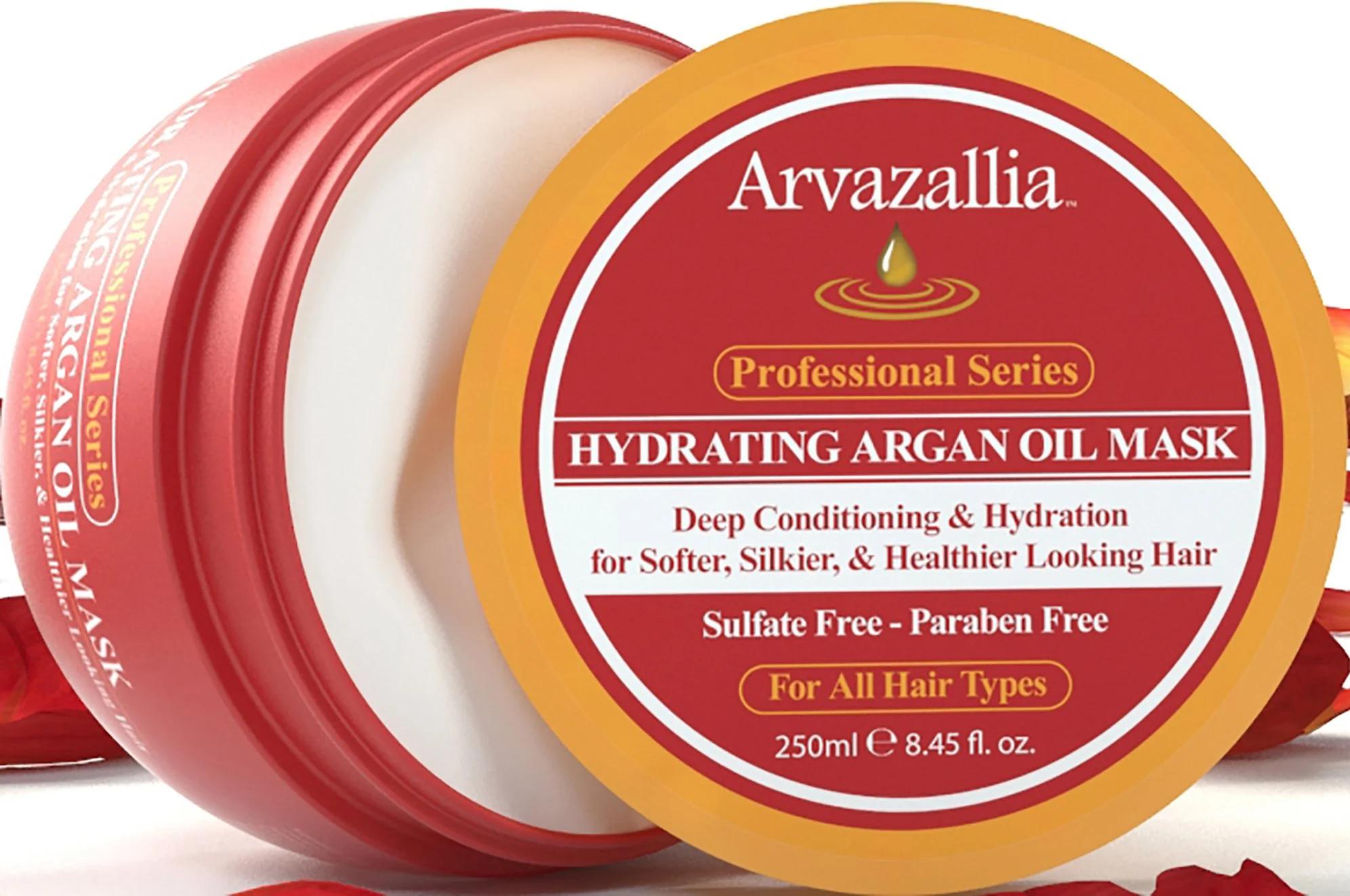 Arvazallia Hydrating Argan Oil Hair Mask and Deep Conditioner for Dry or Damaged Hair (8.45 oz Jar) - Image 2