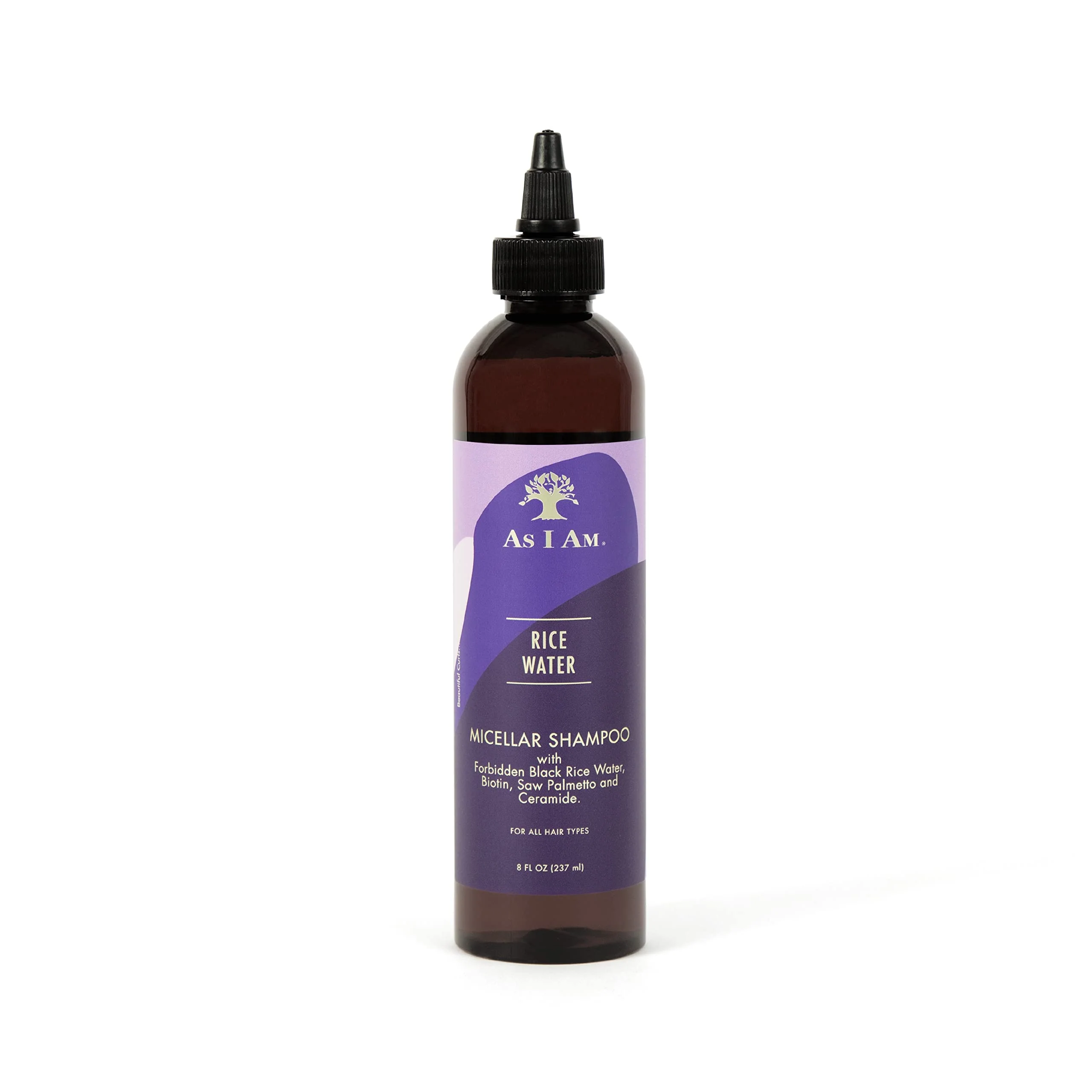 As I Am Rice Water Shampoo 8 oz - with Forbidden Black Rice, Saw Palmetto, Biotin - Gentle Cleanser - Moisturizing - Vegan & Cruelty Free - Sulfate Free - Paraben Free - For All Hair Types