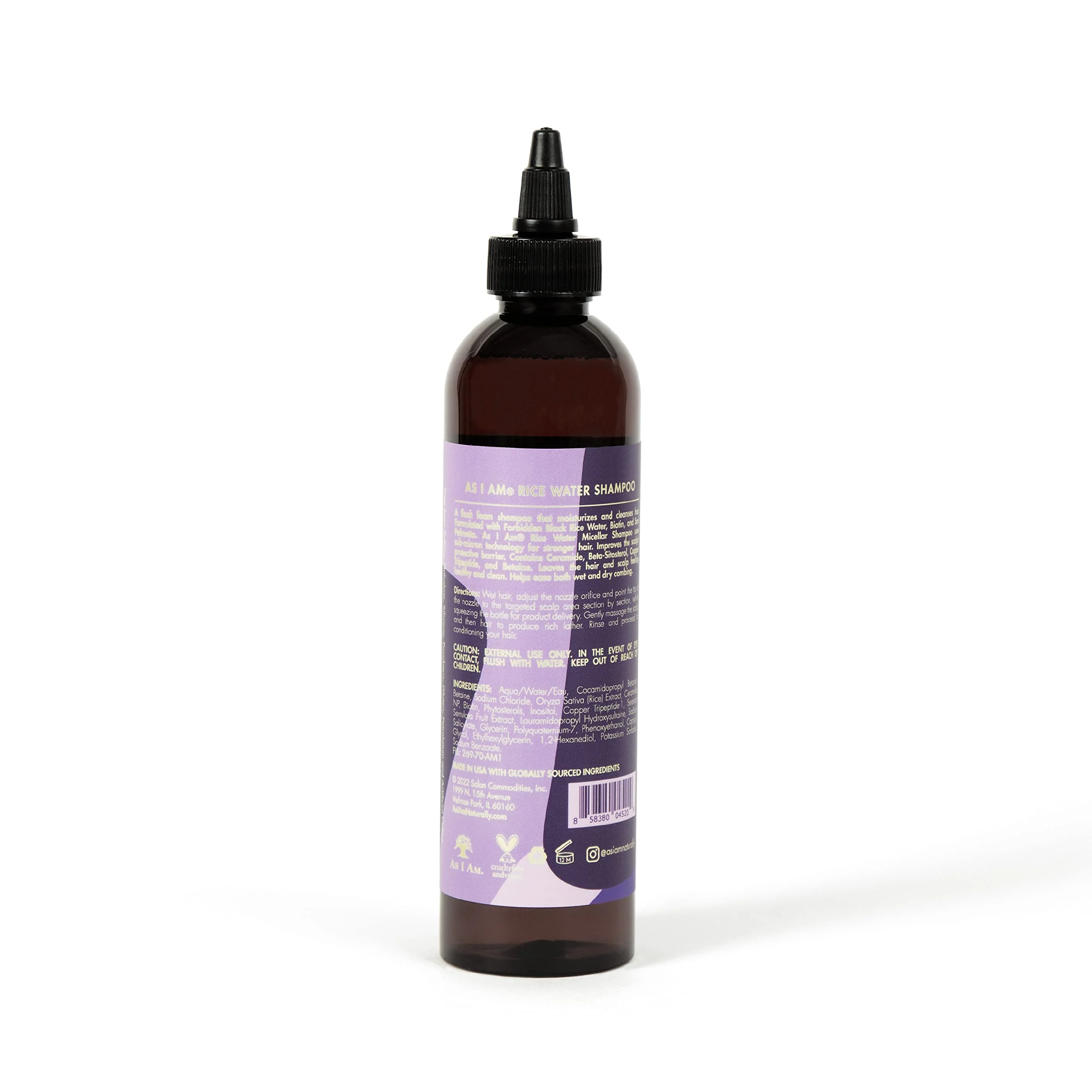 As I Am Rice Water Shampoo 8 oz - with Forbidden Black Rice, Saw Palmetto, Biotin - Gentle Cleanser - Moisturizing - Vegan & Cruelty Free - Sulfate Free - Paraben Free - For All Hair Types - Image 2