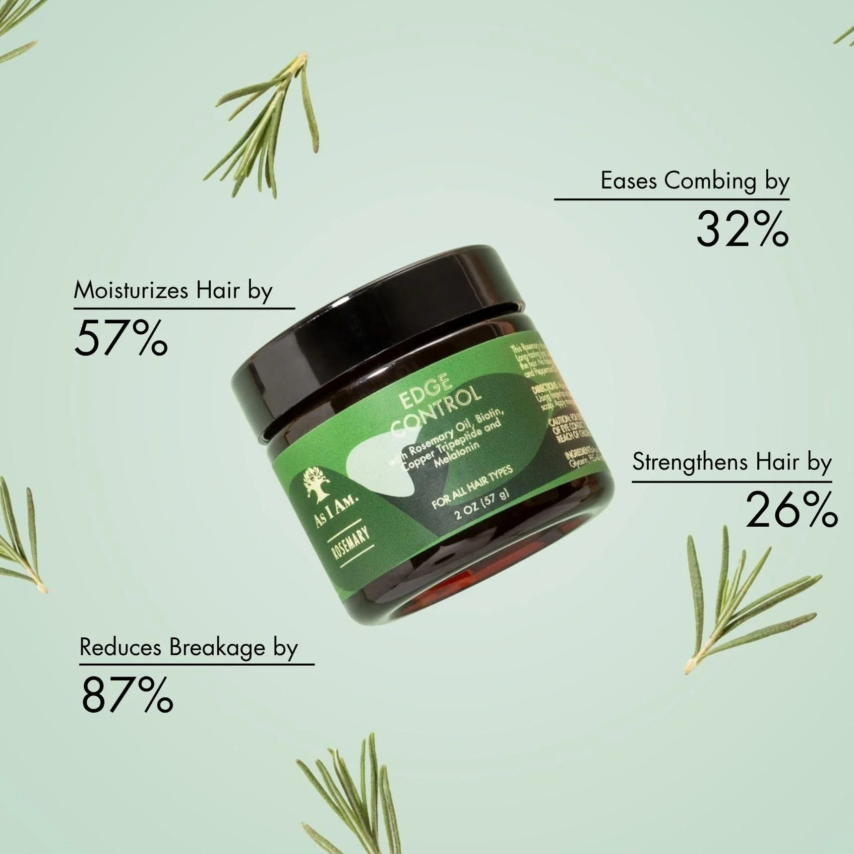 As I Am Rosemary Edge Control 2 oz - with Biotin & Saw Palmetto - Image 2