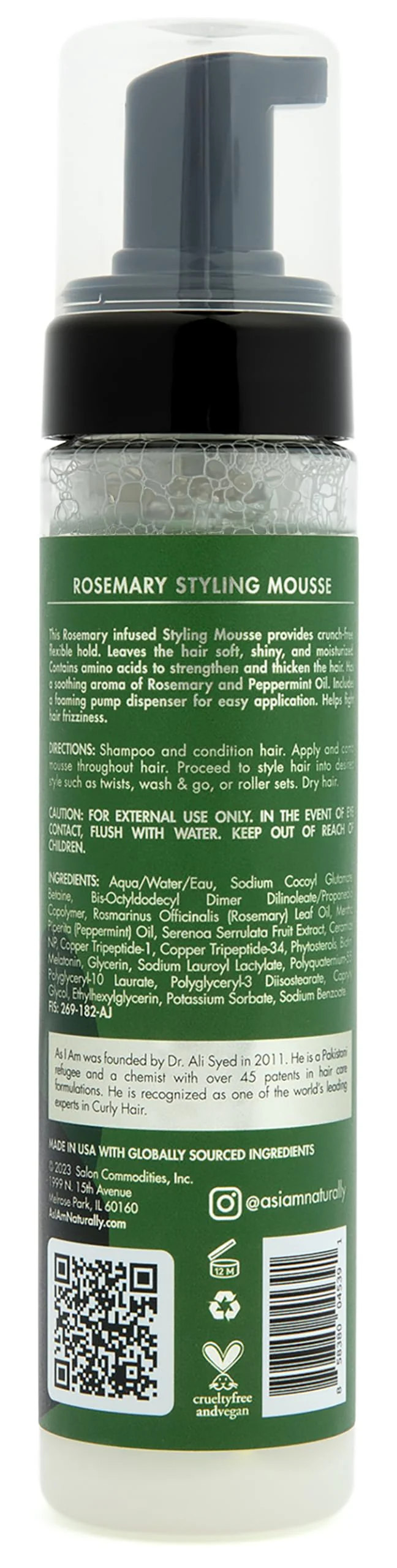 As I Am Rosemary Styling Mousse 8 Fl Oz (237 ml) - with Biotin & Saw Palmetto - Image 5